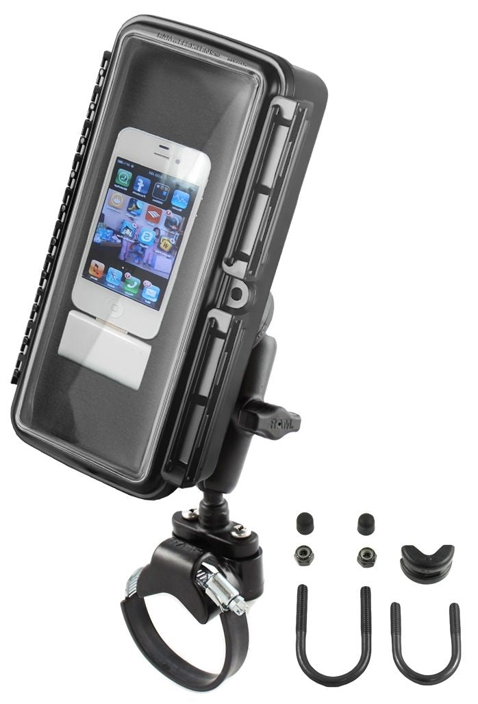 RAM Mounts Rohr-Halterung mit großer Aqua Box - Schraub-/Klemmschelle, mittlerer Verbindungsarm, B-Kugel (1 Zoll) – Produktansicht