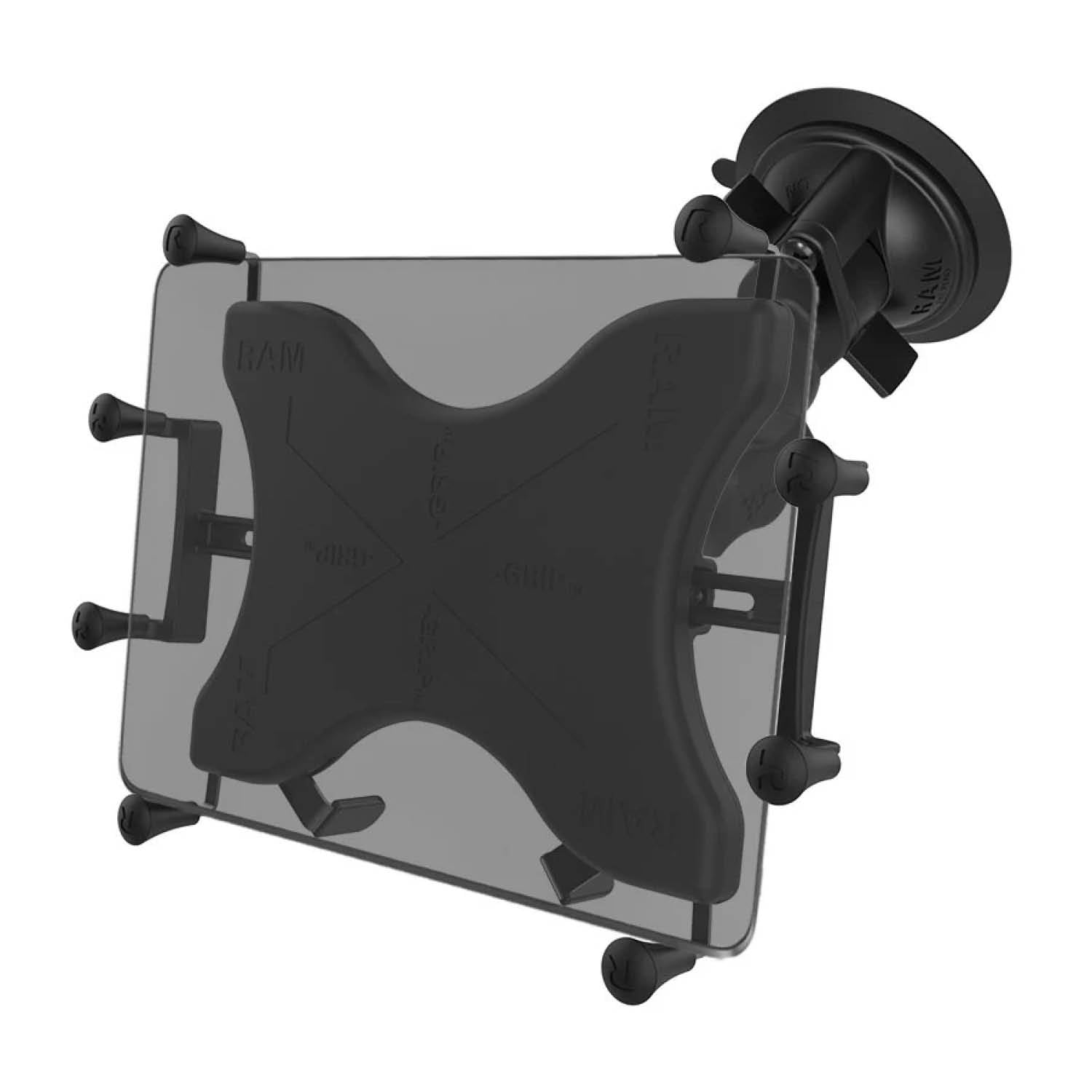 RAM Mounts X-Grip Saugfuß-Halterung für 12-13 Zoll Tablets - Runde Basiskugel - Mittlerer Verbindungsarm - Saugfuß mit Trapez-Basiskugel - B-Kugel (1 Zoll) - Schrauben-Set – Produktansicht