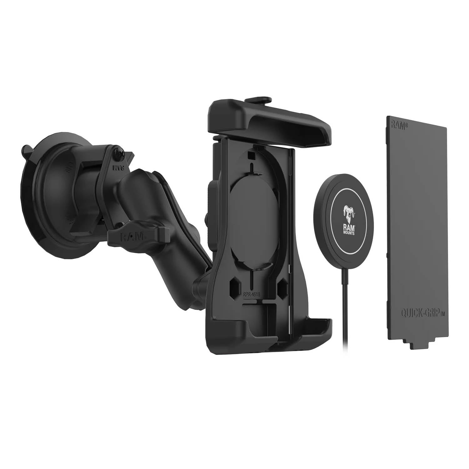 RAM Mounts Saugfuss-Halterung mit Quick-Grip Halteschale für Apple MagSafe kompatible Smartphones - B-Kugel (1 Zoll) – Produktansicht