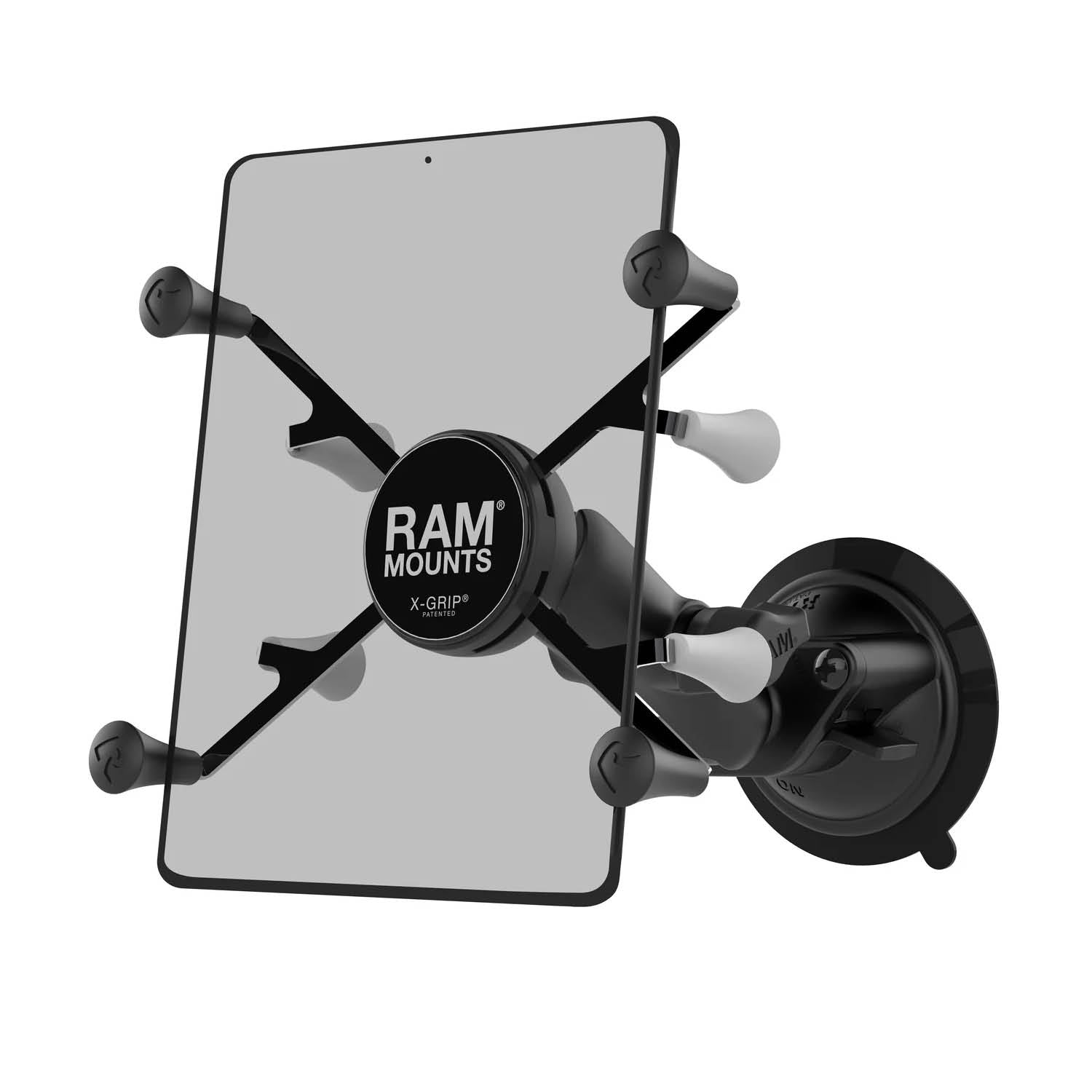 RAM Mounts X-Grip Saugfuß-Halterung für 7-8 Zoll Tablets - Mittlerer Verbindungsarm - Saugfuß mit Trapez-Basiskugel - B-Kugel (1 Zoll) - Schrauben-Set – Produktansicht