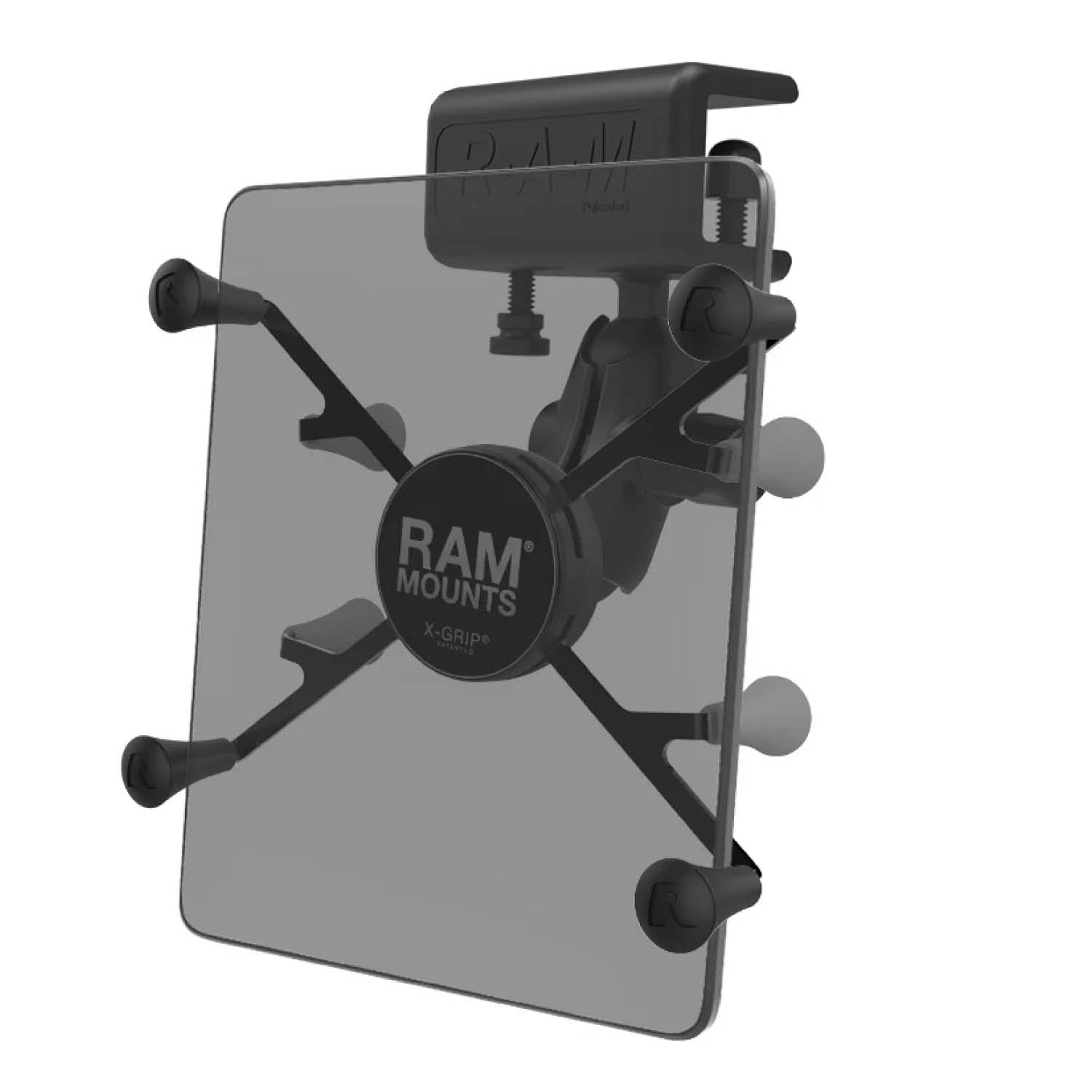 RAM Mounts X-Grip Luftfahrt-Panelhalterung für 7-8 Zoll Tablets - Kurzer Verbindungsarm - Panelklammer (Klemmbereich max. 15,87 mm) - B-Kugel (1 Zoll) - Schrauben-Set – Produktansicht
