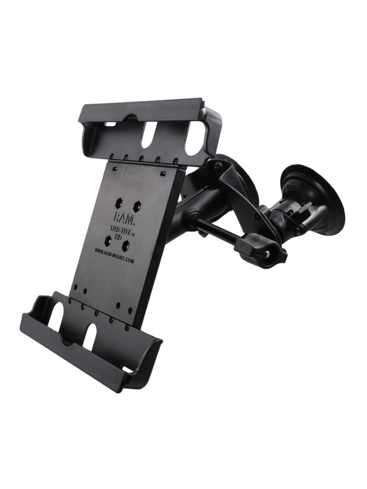 RAM Mounts Doppel-Saugfuss-Halterung für 9 Zoll Tablets inkl. Schutzhüllen/-gehäusen - B-Kugel (1 Zoll), Tab-Tite Halteschale, mittlerer Verbindungsarm, ideal für gewölbte Oberflächen – Produktansicht