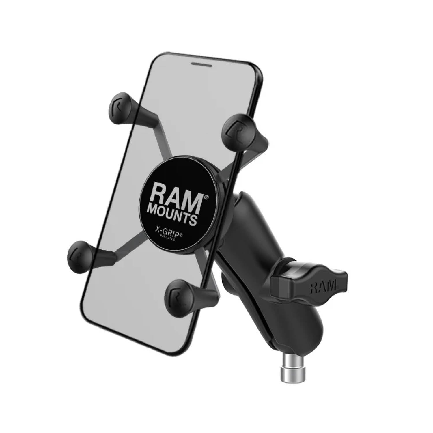 RAM Mounts X-Grip Motorrad-Halterung für Smartphones - Bis 82,55 mm Breite - Mittlerer Verbindungsarm - Kugel für Lenkerkopf mit M8-Schrauben - B-Kugel (1 Zoll) - Schrauben-Set – Produktansicht