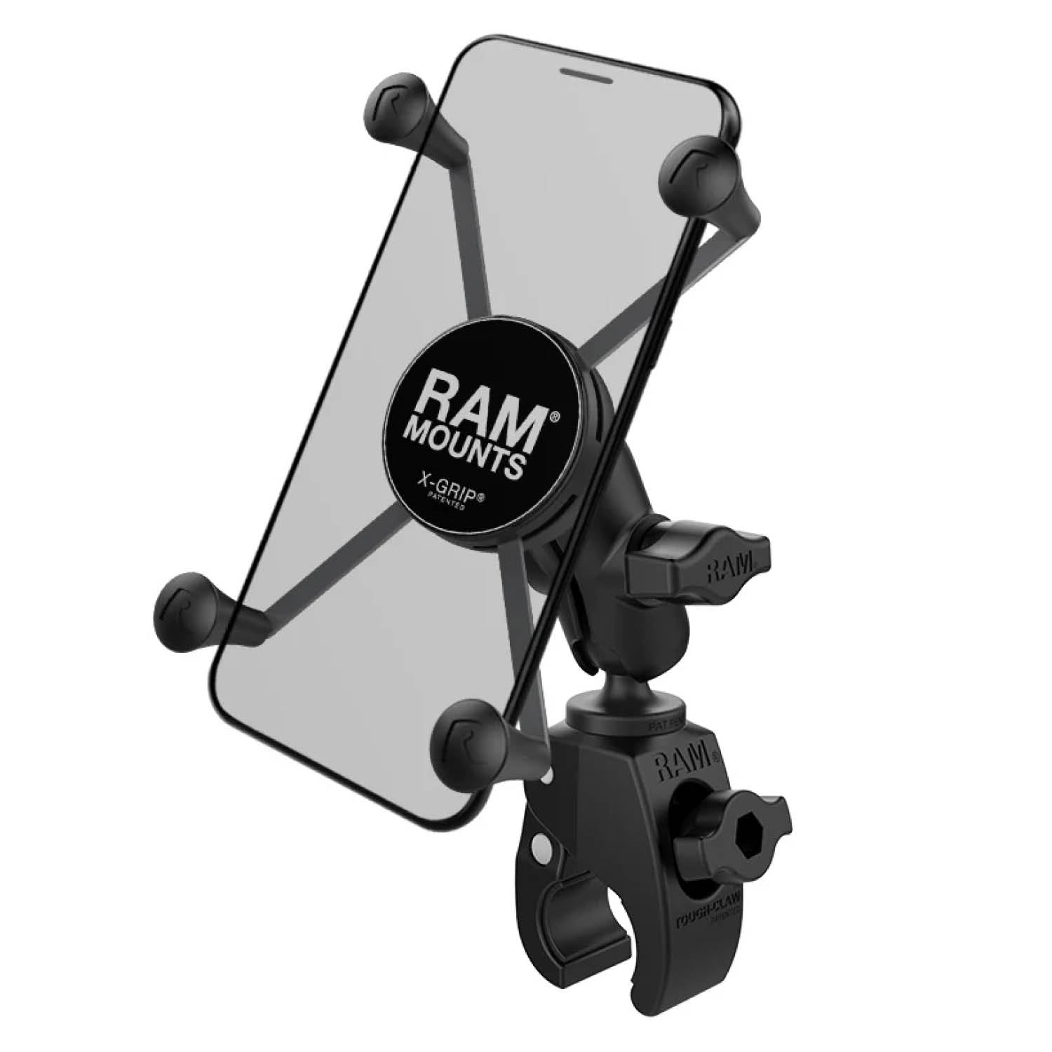 RAM Mounts X-Grip Klemm-Halterung für Smartphones - Bis 114,3 mm Breite - Kurzer Verbindungsarm - Tough-Claw Klein (Durchmesser 15,87 mm bis 28,95 mm) - B-Kugel (1 Zoll) – Produktansicht