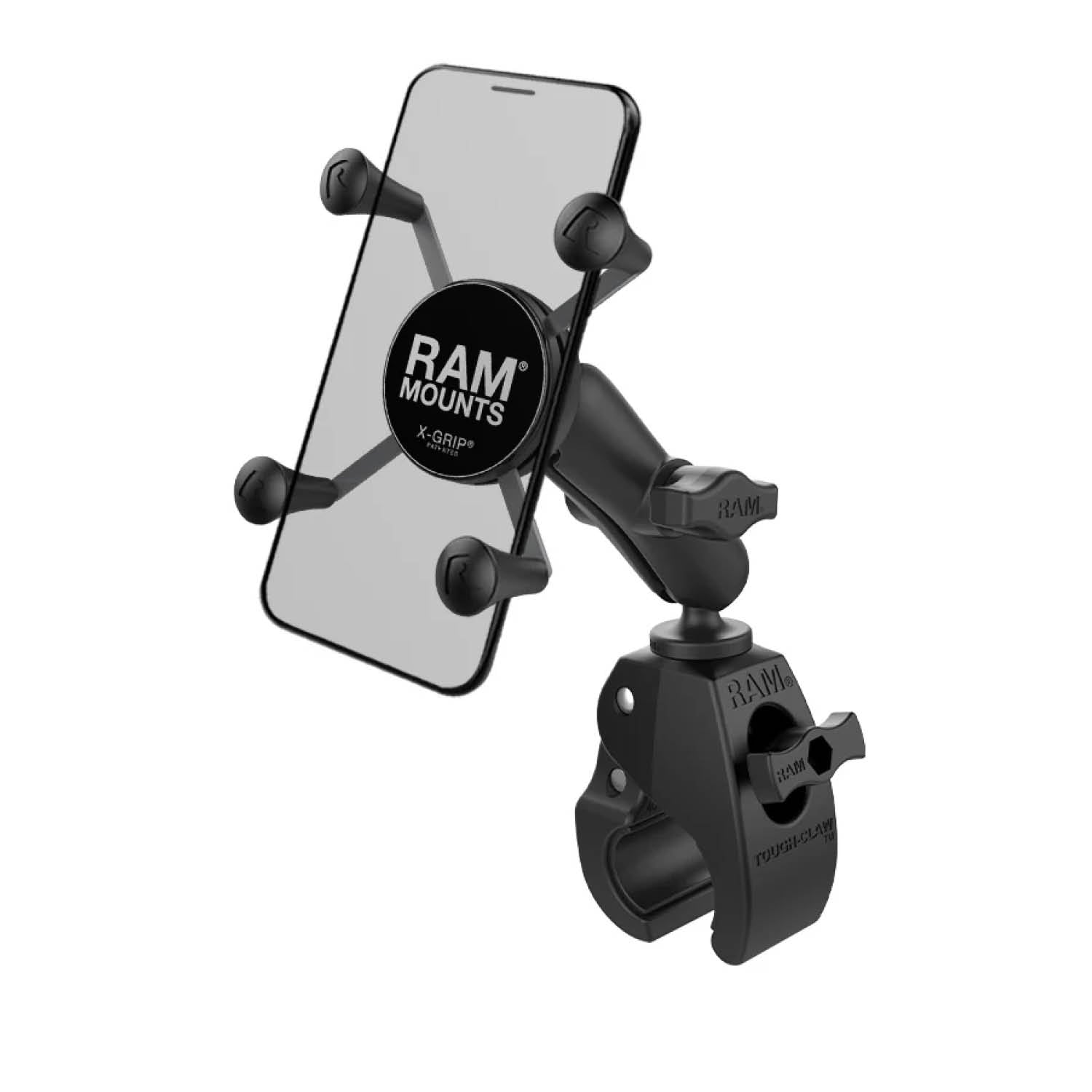 RAM Mounts X-Grip Klemm-Halterung für Smartphones - Bis 82,55 mm Breite - Mittlerer Verbindungsarm - Tough-Claw Klein (Durchmesser 15,87 mm bis 28,95 mm) - B-Kugel (1 Zoll) – Produktansicht