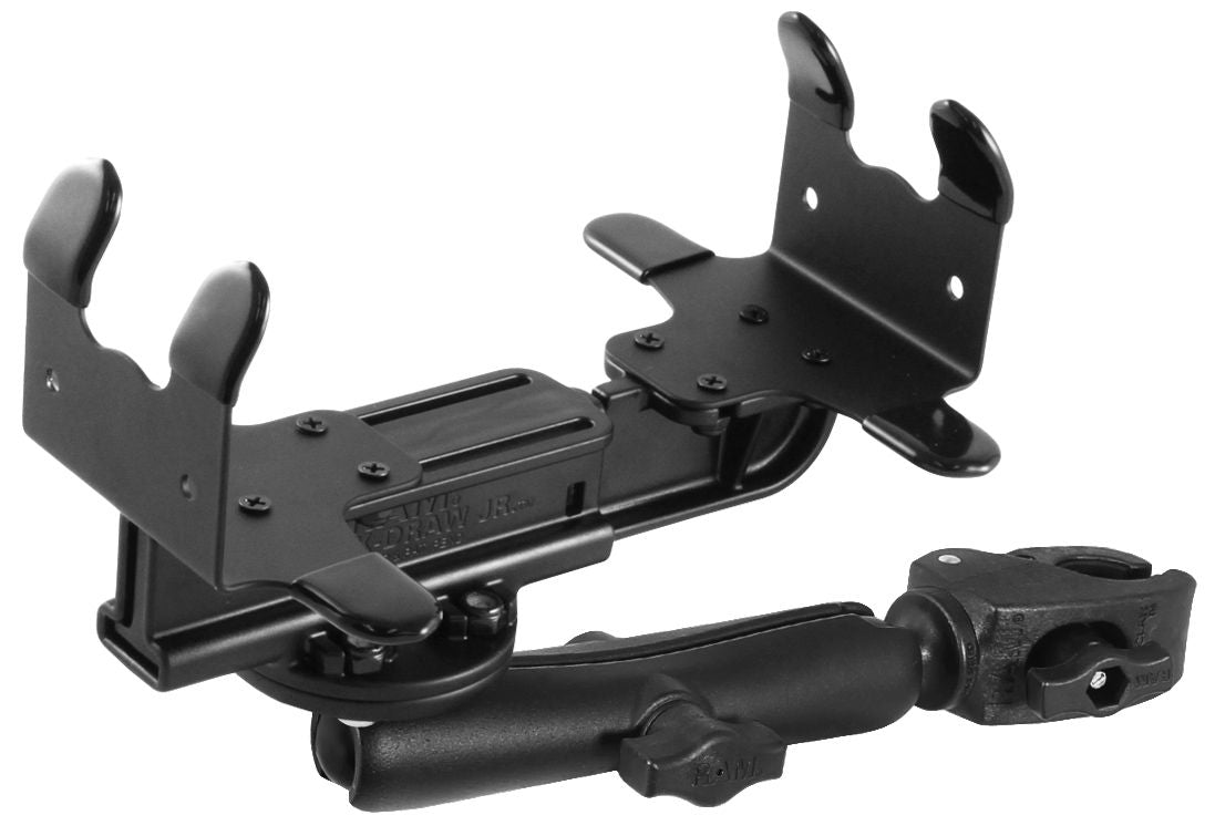 RAM Mounts Tough-Claw Druckerhalterung (kleine Drucker) - B-Kugel (1 Zoll), Tough-Claw klein (Durchmesser 15,9-29,0 mm), langer Verbindungsarm (ca. 150 mm) – Produktansicht
