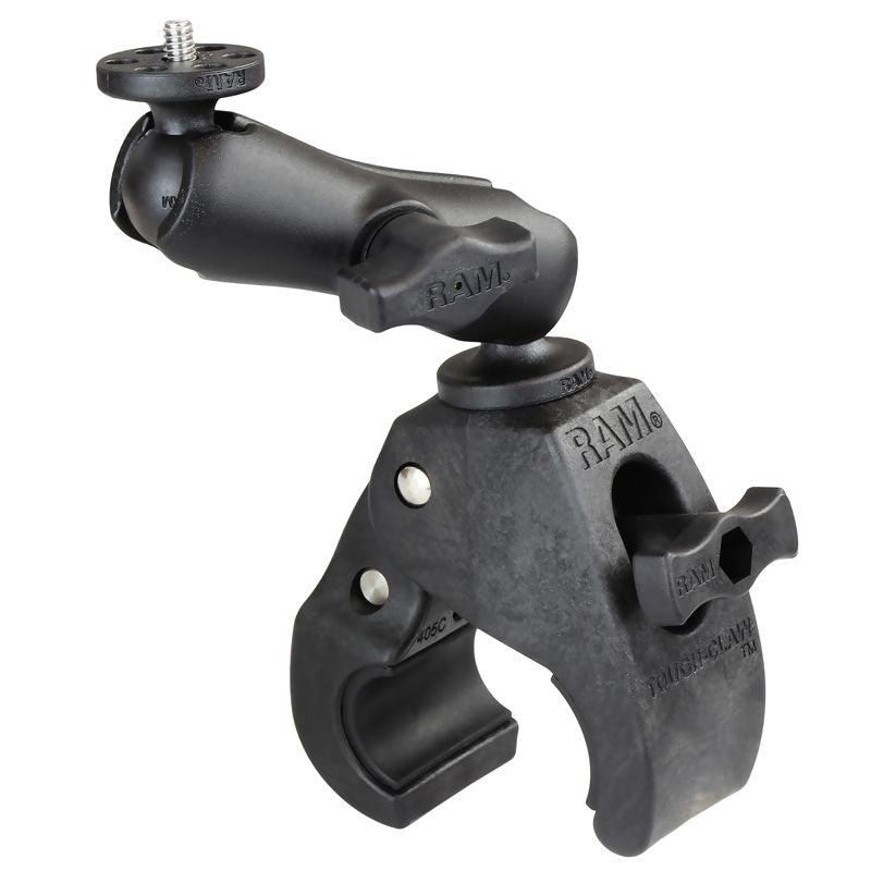 RAM Mounts Tough-Claw Kamerahalterung mit 1/4"-20 Gewindestift - B-Kugel (1 Zoll), Tough-Claw mittel (Durchmesser 25,4-40,6 mm) – Produktansicht