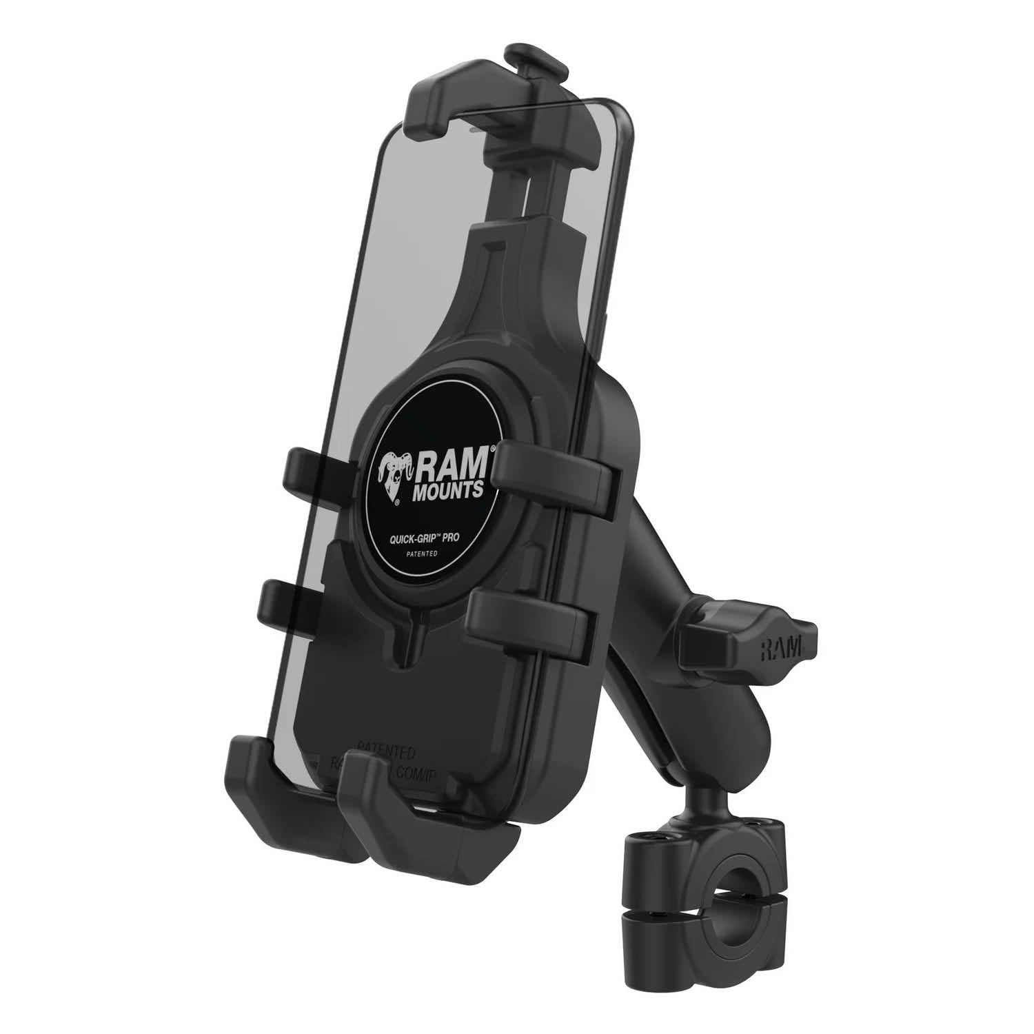 RAM Mounts Torque Quick-Grip Pro Universal-Halterung - B-Kugel (1 Zoll), Torque-Basis (19-25 mm Durchmesser), mittlerer Verbindungsarm – Produktansicht
