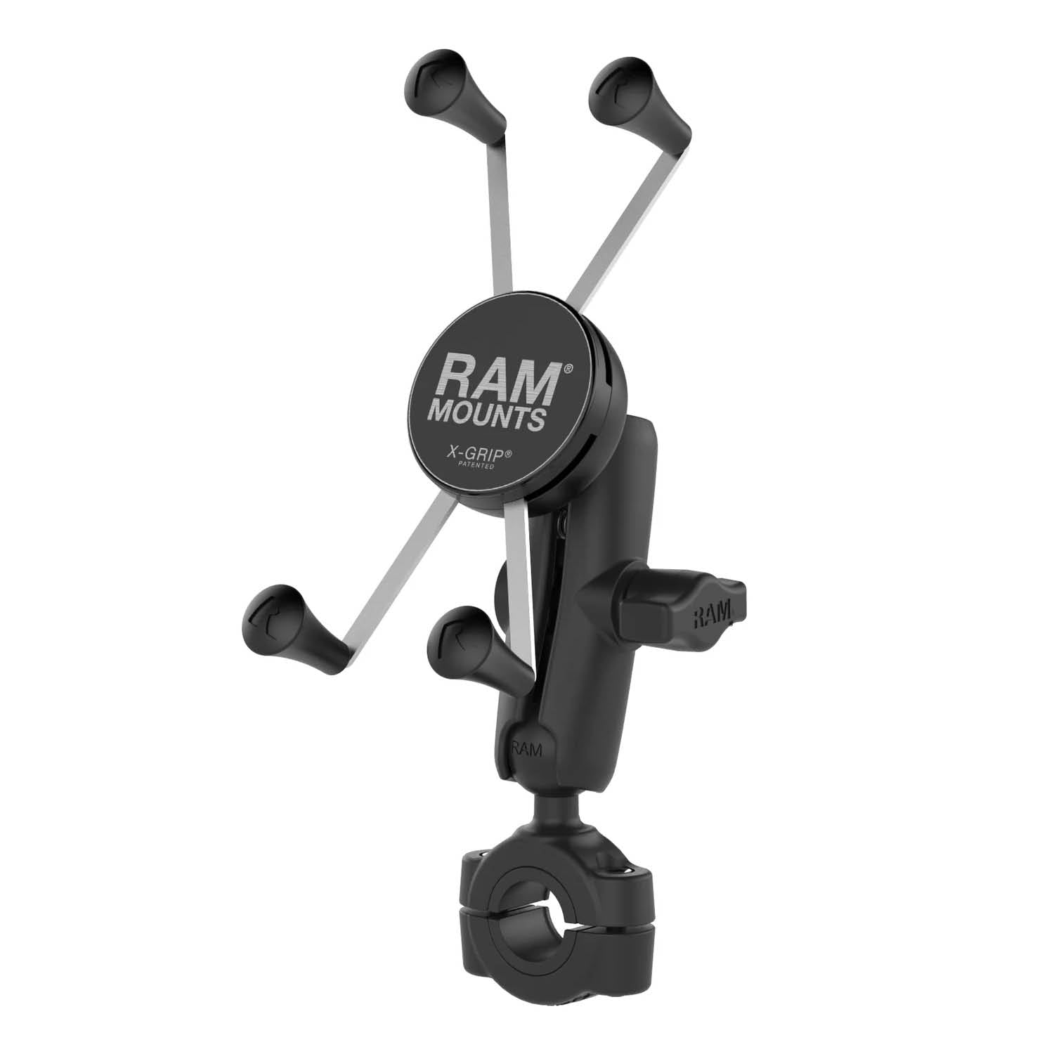 RAM Mounts X-Grip Motorrad-Halterung für Smartphones - Bis 114,3 mm Breite - Mittlerer Verbindungsarm - Mittlere Torque Rohrschelle (Durchmesser 19,05 mm bis 25,4 mm) - B-Kugel (1 Zoll) – Produktansicht