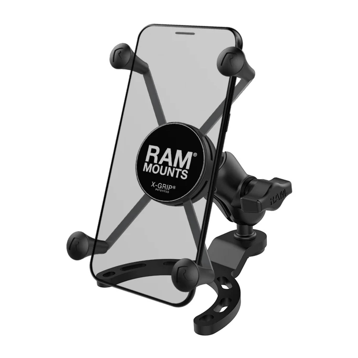 RAM Mounts X-Grip Motorrad-Halterung für Smartphones - Bis 114,3 mm Breite - Kurzer Verbindungsarm - Tank Kugelbasis (Klein) - B-Kugel (1 Zoll) - Schrauben-Set – Produktansicht
