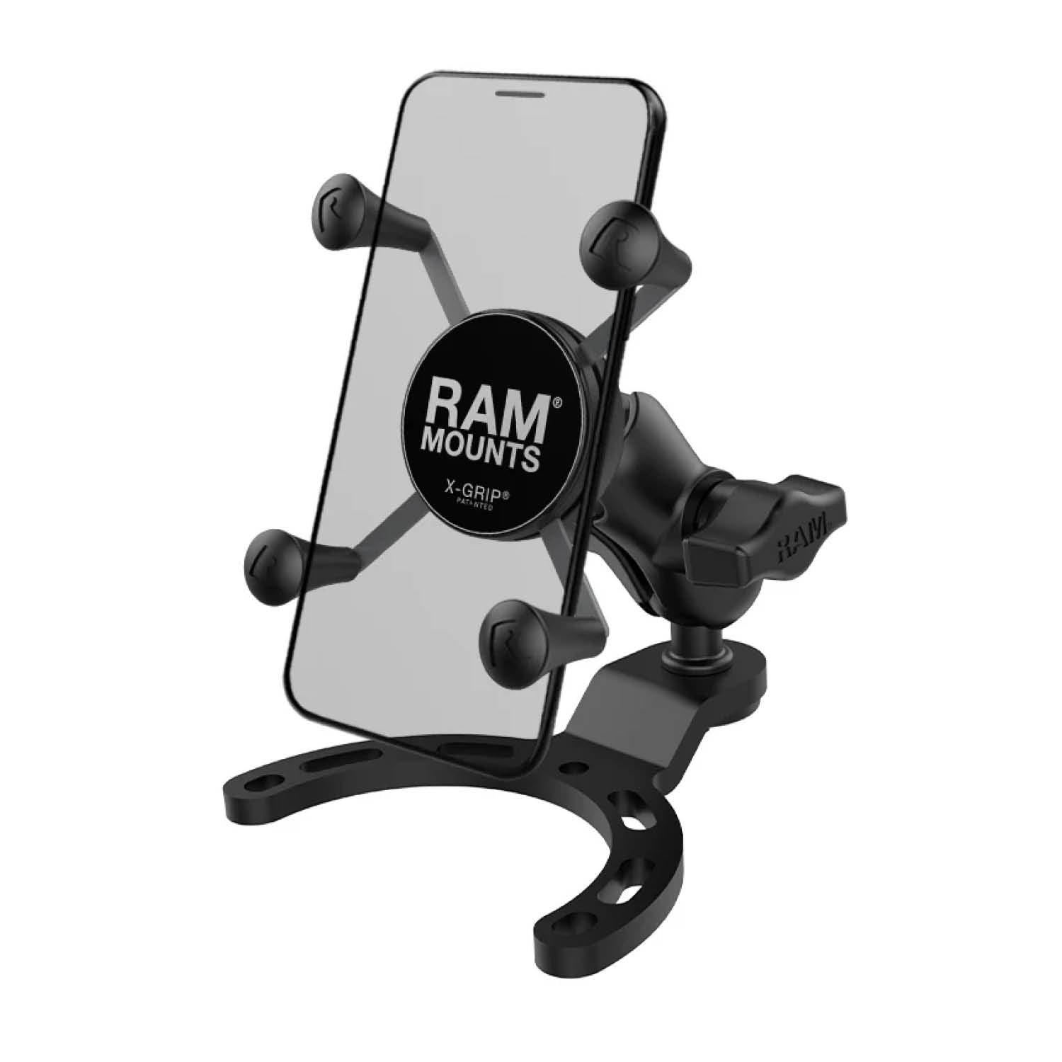 RAM Mounts X-Grip Motorrad-Halterung für Smartphones - Bis 82,55 mm Breite - Kurzer Verbindungsarm - Tank Kugelbasis (Klein) - B-Kugel (1 Zoll) - Schrauben-Set – Produktansicht