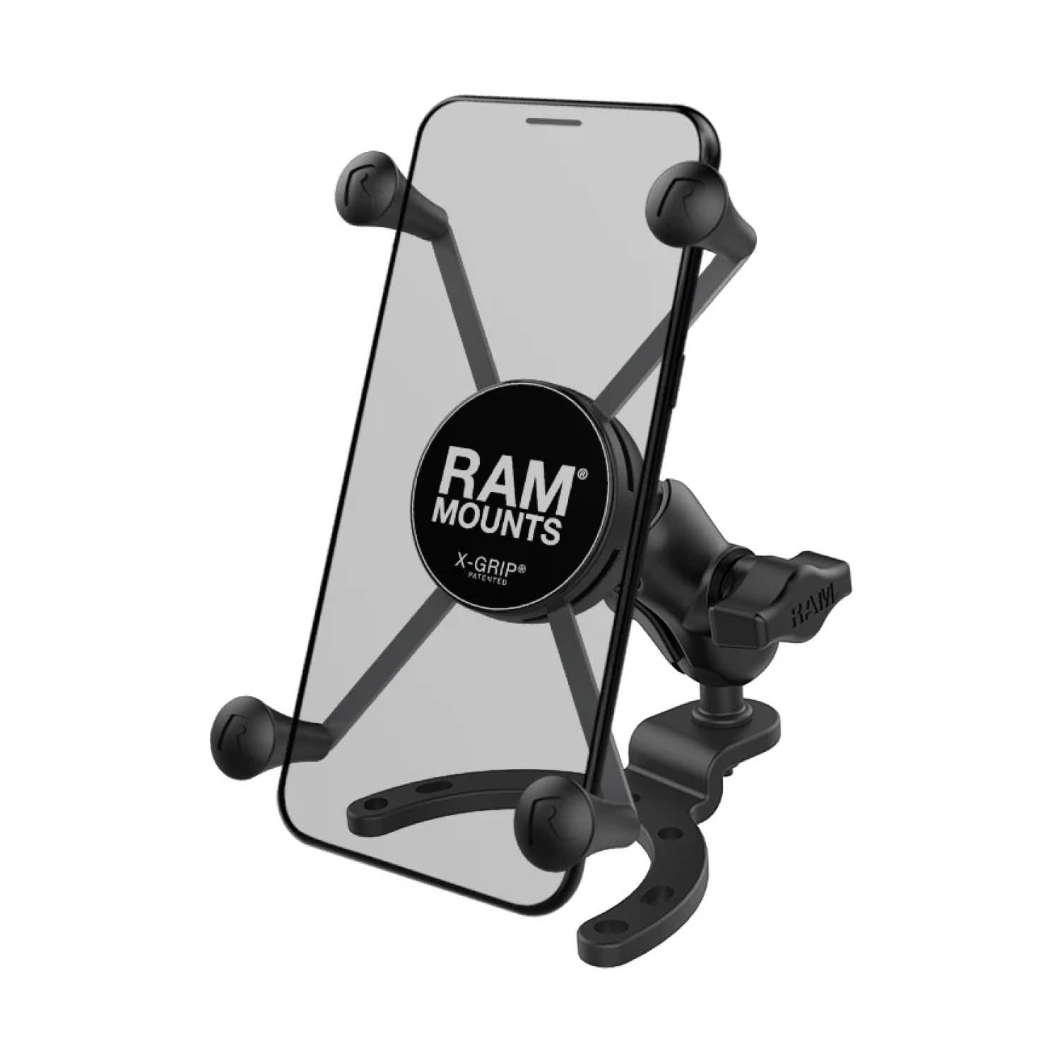 RAM Mounts X-Grip Motorrad-Halterung für Smartphones - Bis 114,3 mm Breite - Kurzer Verbindungsarm - Tank Kugelbasis (Groß) - B-Kugel (1 Zoll) - Schrauben-Set – Produktansicht