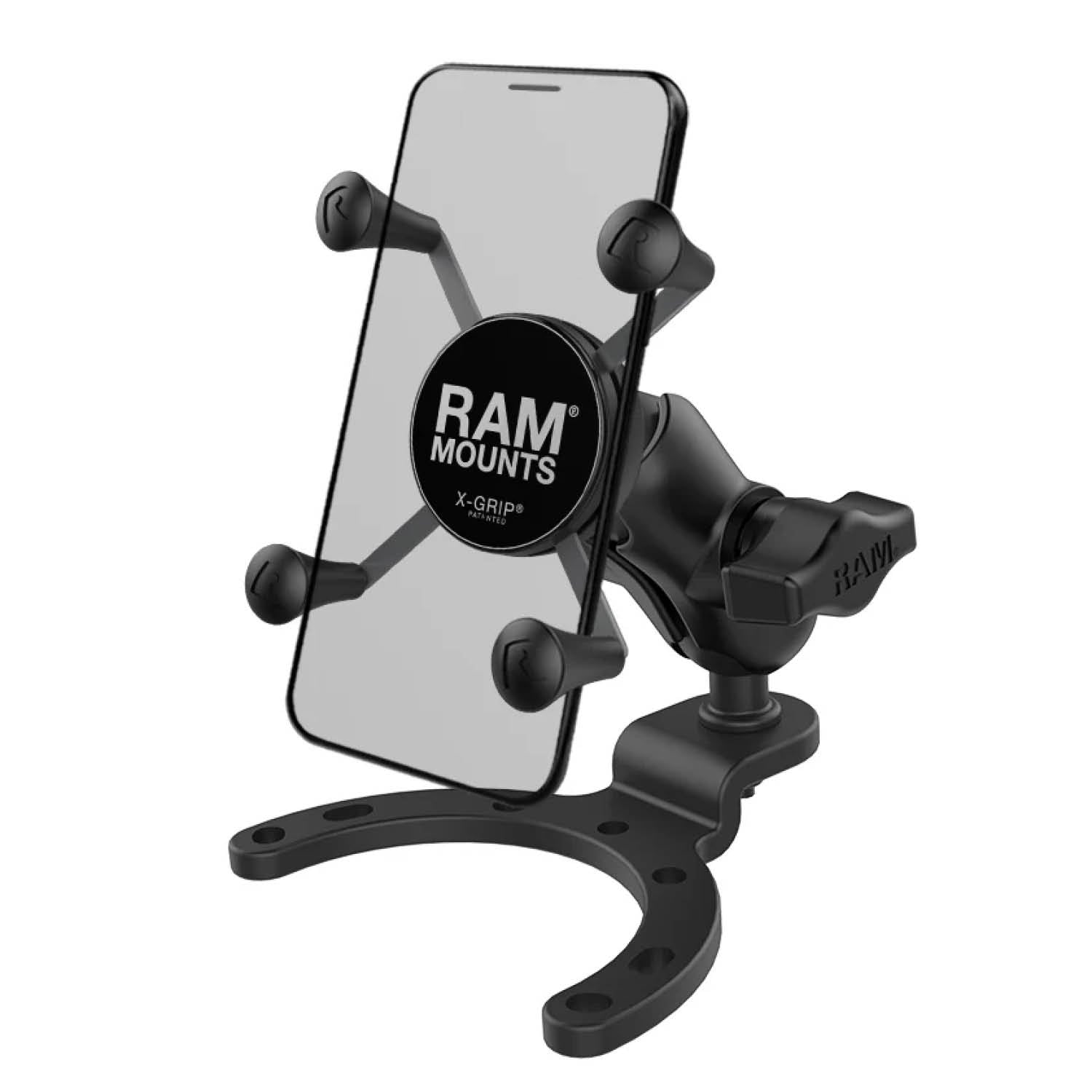 RAM Mounts X-Grip Motorrad-Halterung für Smartphones - Bis 82,55 mm Breite - Kurzer Verbindungsarm - Tank Kugelbasis (Groß) - B-Kugel (1 Zoll) - Schrauben-Set – Produktansicht