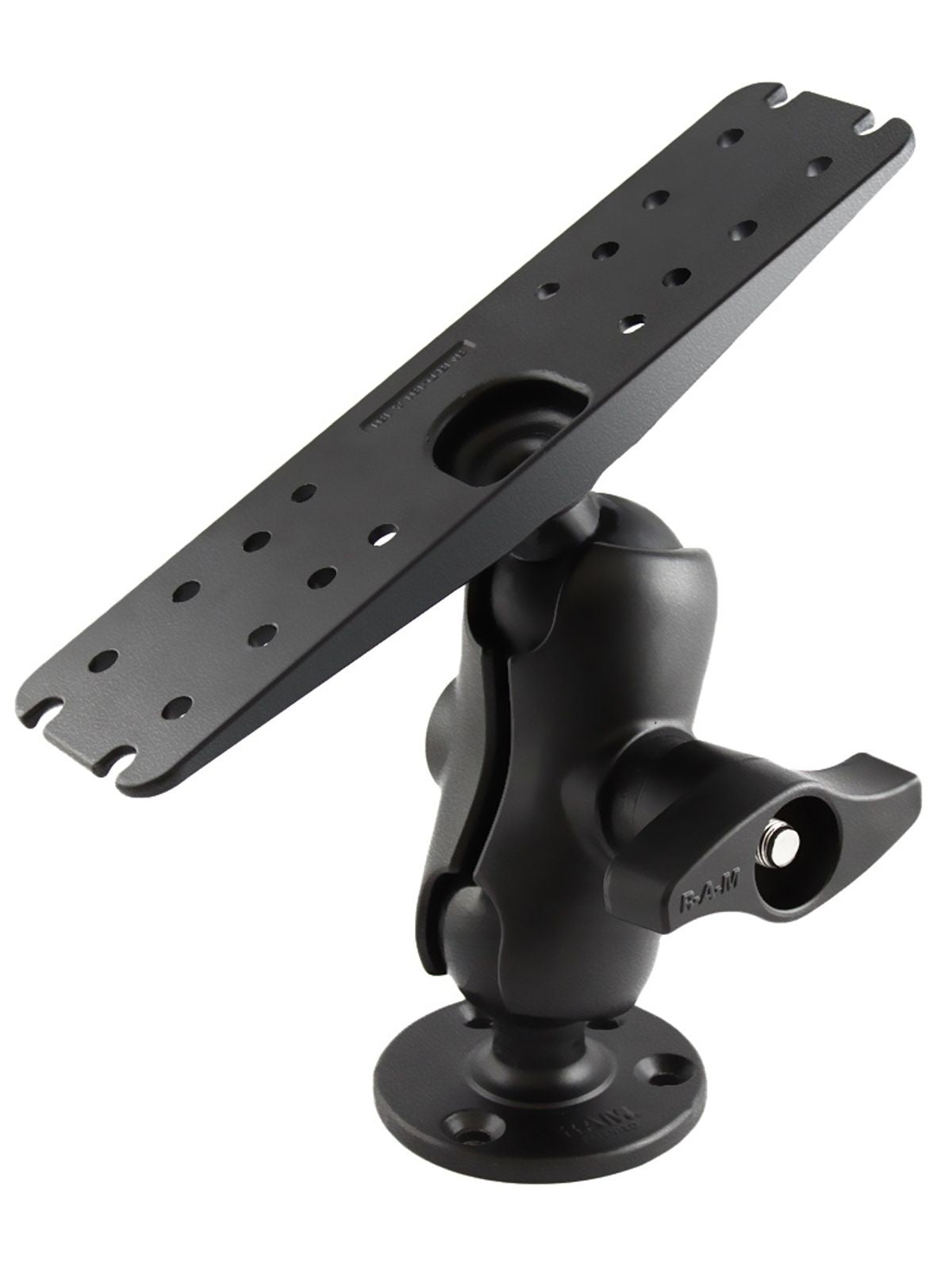 RAM Mounts Aufbau-Set - runde Basisplatte (93,5 mm Durchmesser), kurzer Verbindungsarm, Adapterplatte (279 x 76 mm), D-Kugel (2,25 Zoll)