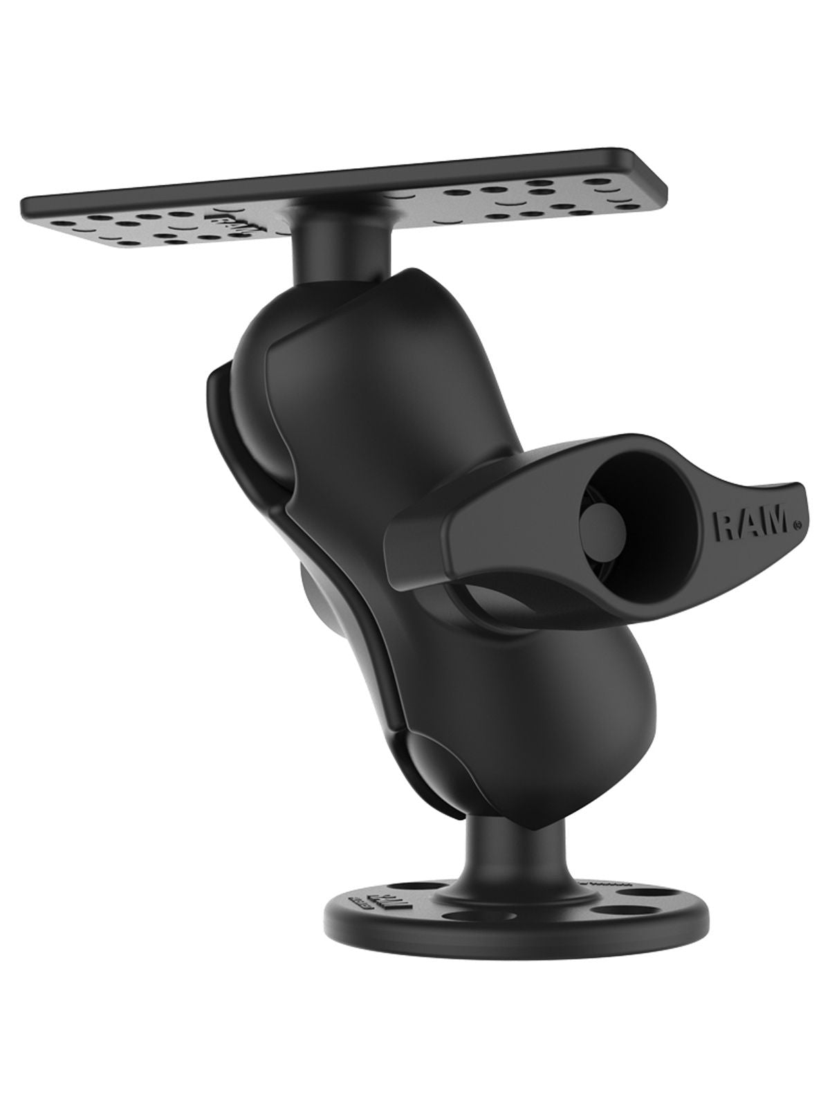 RAM Mounts Marine Aufbau Set - 158,75x50,8 mm Basisplatte mit D-Kugel (2,25 Zoll), kurzer Verbindungsarm, runde Basisplatte mit 120° und 180° Lochraster und D-Kugel