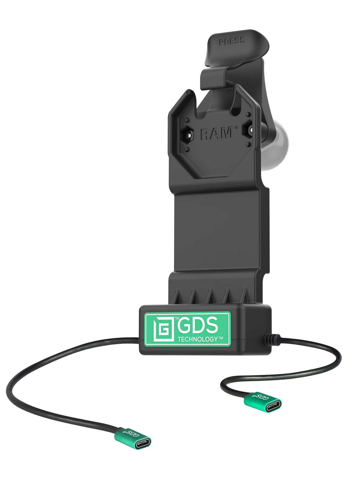 RAM Mounts GDS Uni-Conn Ladedock - 2-Loch AMPS - USB-C & USB-C-Anschluss - Schrauben-Set – Produktansicht
