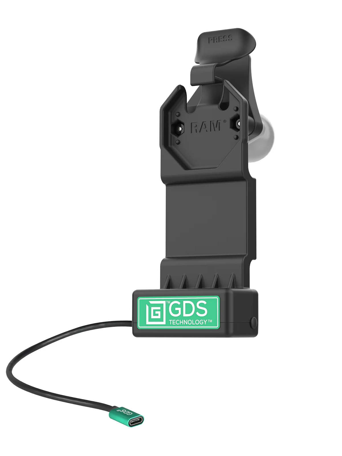 RAM Mounts GDS Uni-Conn Ladedock - 2-Loch AMPS - USB-C-Anschluss - Schrauben-Set – Produktansicht