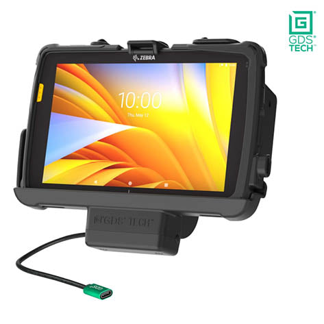 RAM Mounts GDS EZ-Roll'r Halteschale für Zebra ET40 & ET45 (8 Zoll) Tablets in IntelliSkin Schutzhülle - USB-C Anschluss – Produktansicht