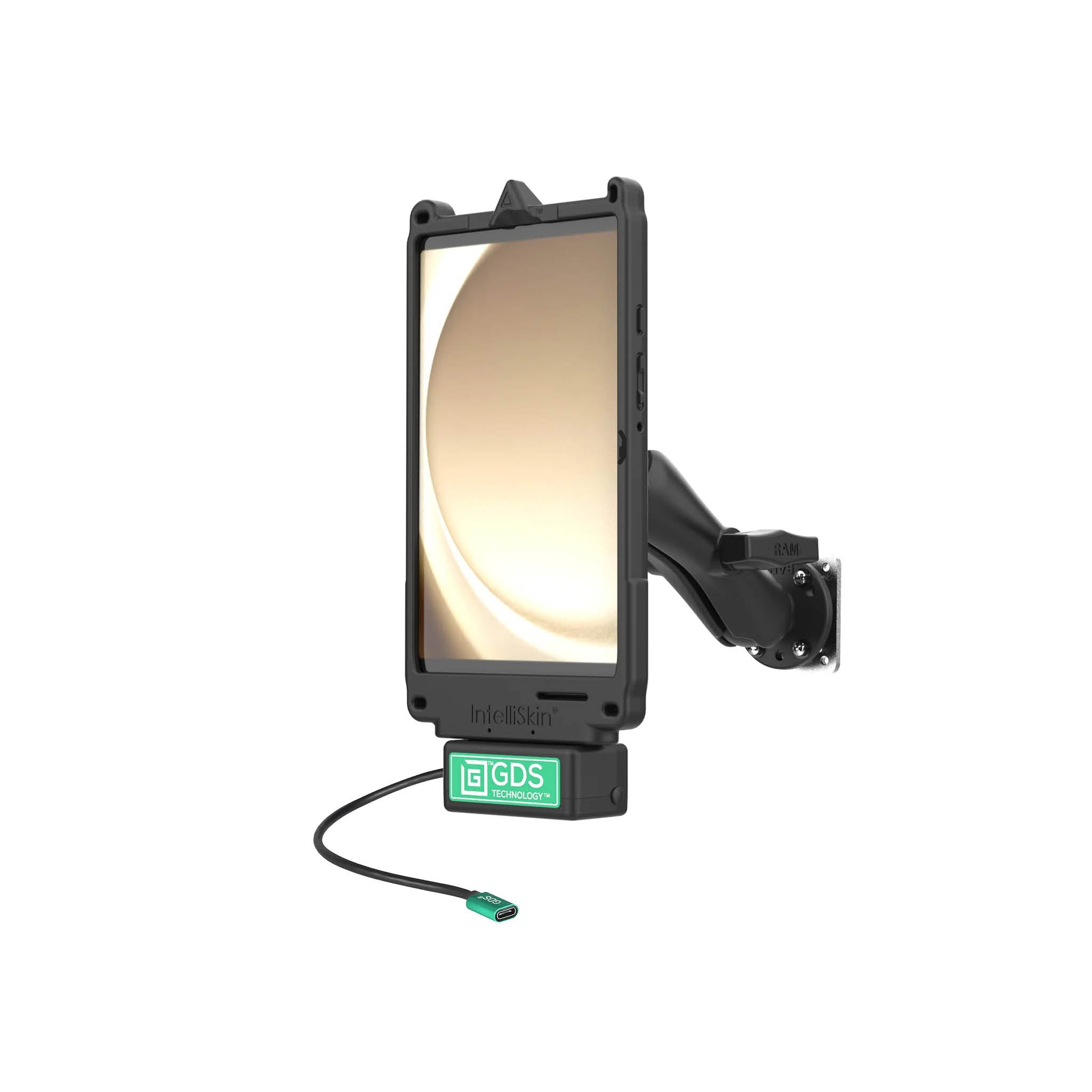 RAM Mounts GDS Uni-Conn Fahrzeug-Kit für Samsung Tab A9 - Stahl-Verstärkungsplatte (53,34 x 66,04 mm), USB-C-Anschluss – Produktansicht