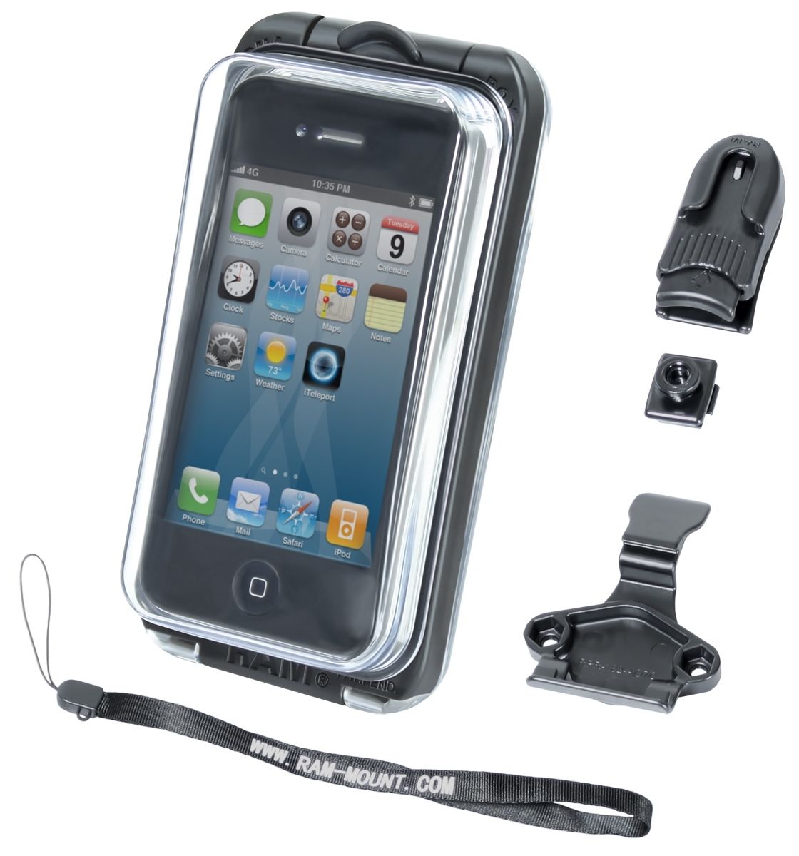 RAM Mounts Aqua Box PRO 10 - Gürtel-Clip, Befestigungs-Clip, Handschlaufe, im Polybeutel – Produktansicht