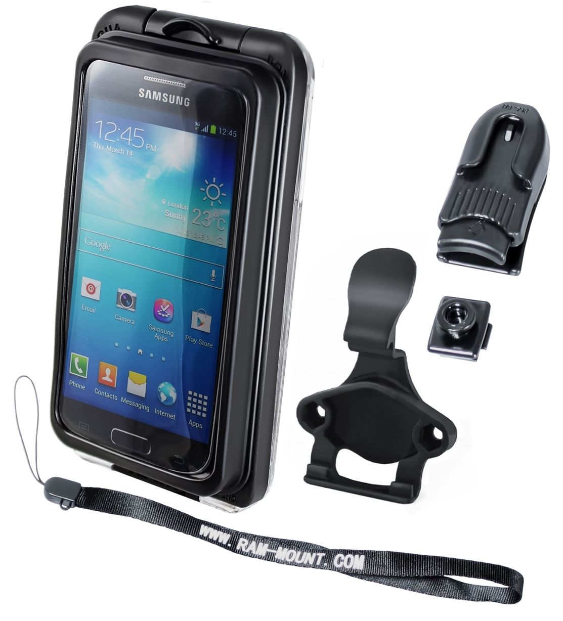 RAM Mounts Aqua Box PRO 20 - Gürtel-Clip, Befestigungs-Clip, Handschlaufe, im Polybeutel – Produktansicht