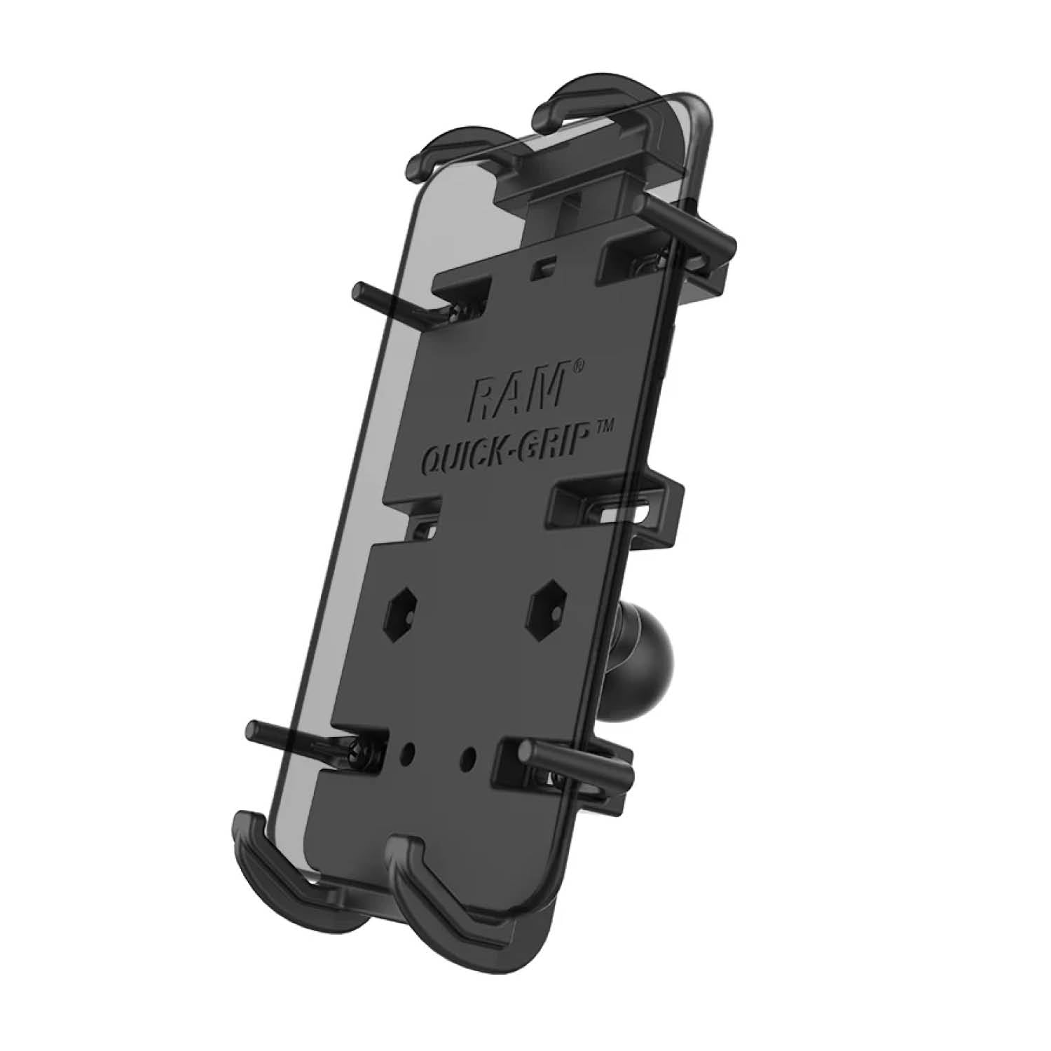 RAM Mounts Quick-Grip XL Universalhalterung für große Smartphones - Bis 92,07 mm Breite - Inkl. Trapez-Basisplatte (B-Kugel - 1 Zoll) - Schrauben-Set – Produktansicht