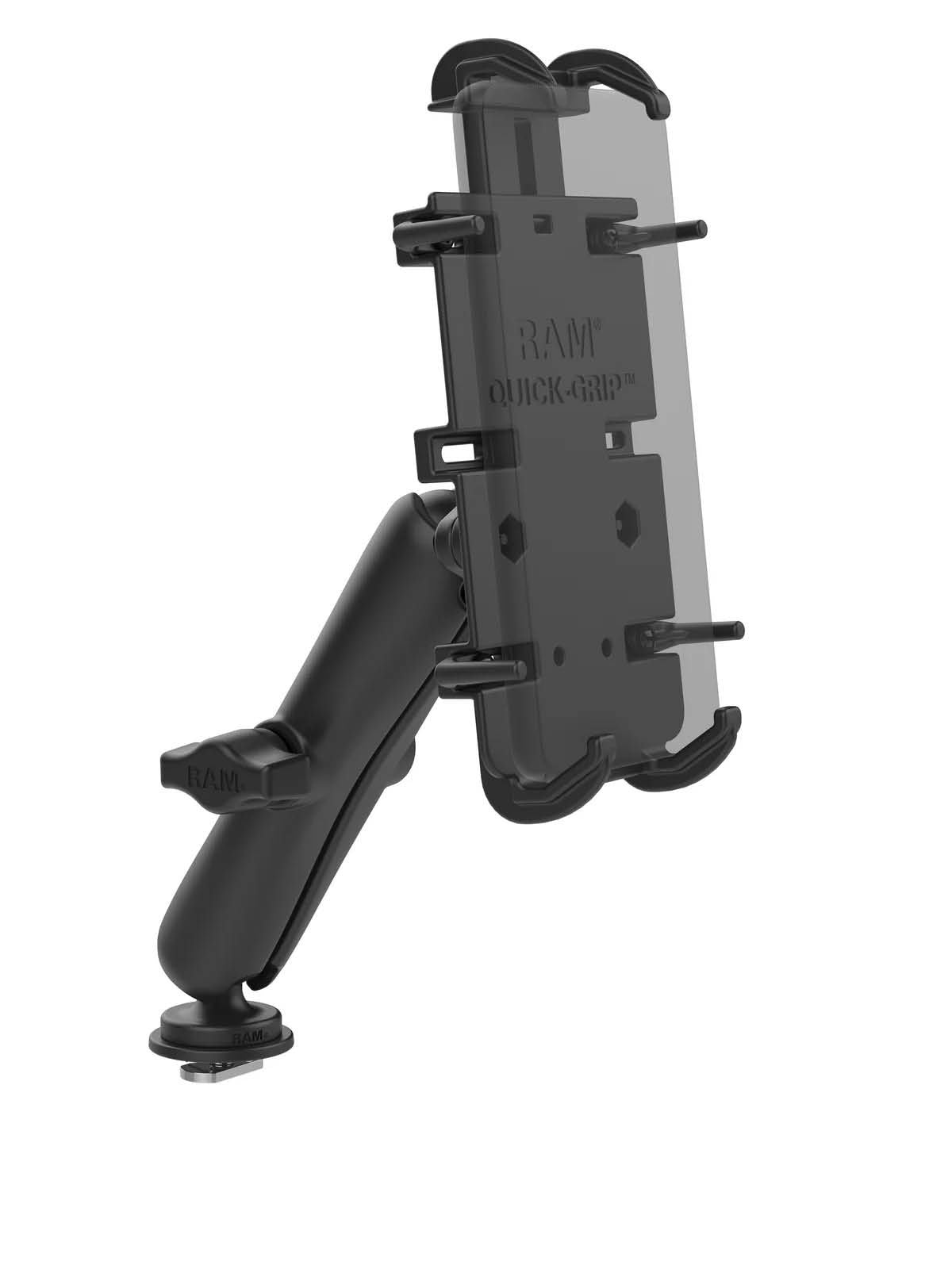 RAM Mounts Set mit Quick-Grip™ XL Universal Halteschale für große Smartphones - B-Kugel (1 Zoll, Track-Ball, langer Verbindungsarm – Produktansicht
