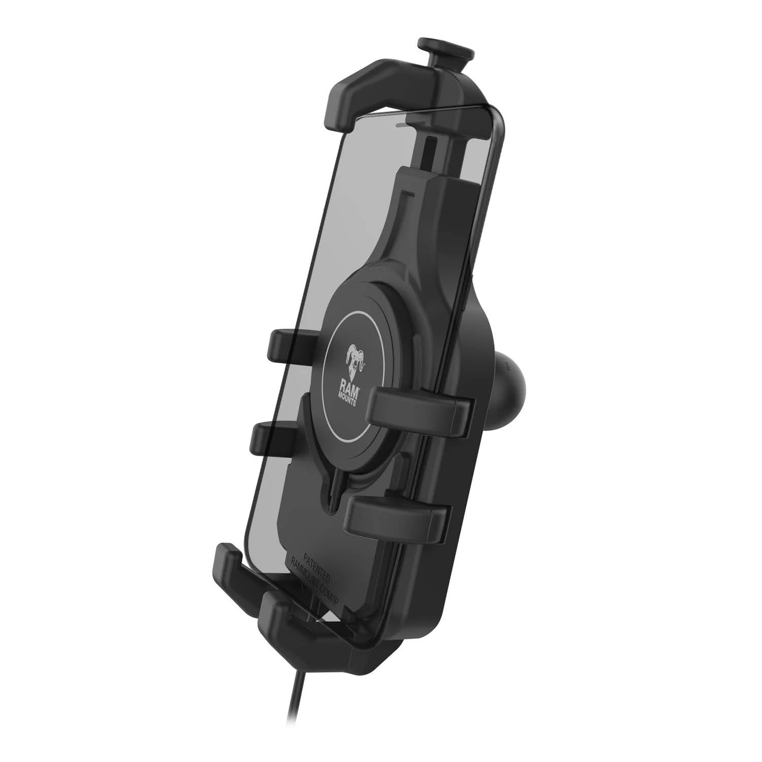 RAM Mounts Quick-Grip Pro Universalhalterung für Smartphones mit Qi2 Wireless Charger - Bis 95,25 mm Breite - Mag-Safe Kompatible - Inklusive Trapez-Basiskugel (B-Kugel - 1 Zoll) – Produktansicht