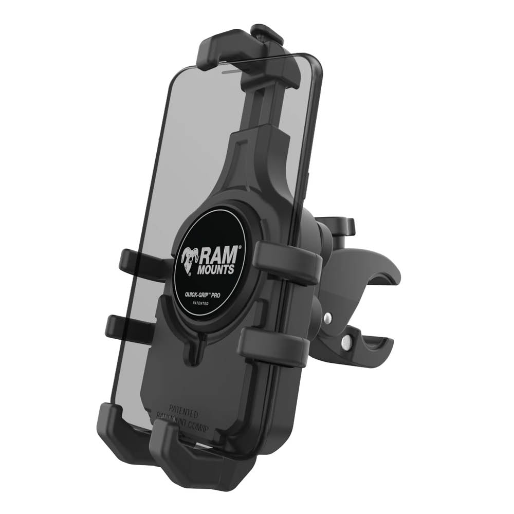 RAM Mounts Quick-Grip Pro Klemm-Halterung für Smartphones - Mit Vibrationsdämpfung - Bis 95,25 mm Breite - Mag-Safe Kompatible - Tough-Claw Klein (Durchmesser 15,87 mm bis 28,95 mm) - Schrauben-Set – Produktansicht