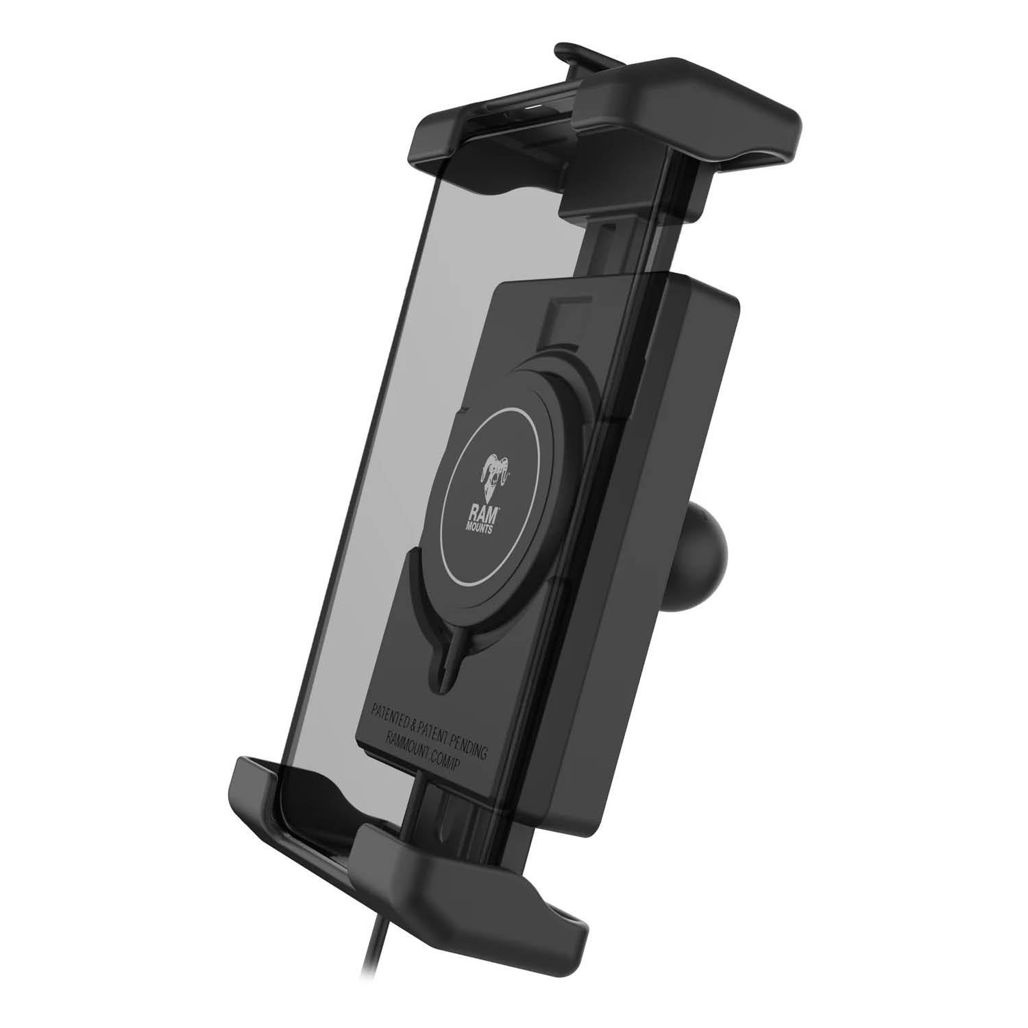 RAM Mounts Quick-Grip Pro XL Universalhalterung für Smartphones mit Qi2 Wireless Charger - Bis 88,9 mm Breite - Mag-Safe Kompatible - Inklusive Trapez-Basiskugel (B-Kugel - 1 Zoll) – Produktansicht