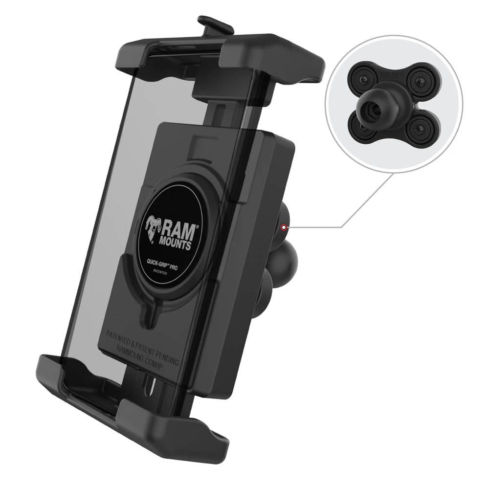 RAM Mounts Quick-Grip Pro XL Universalhalterung für Smartphones - Mit Vibrationsdämpfung (B-Kugel - 1 Zoll) - Bis 88,9 mm Breite - Mag-Safe Kompatible - Schrauben-Set – Produktansicht