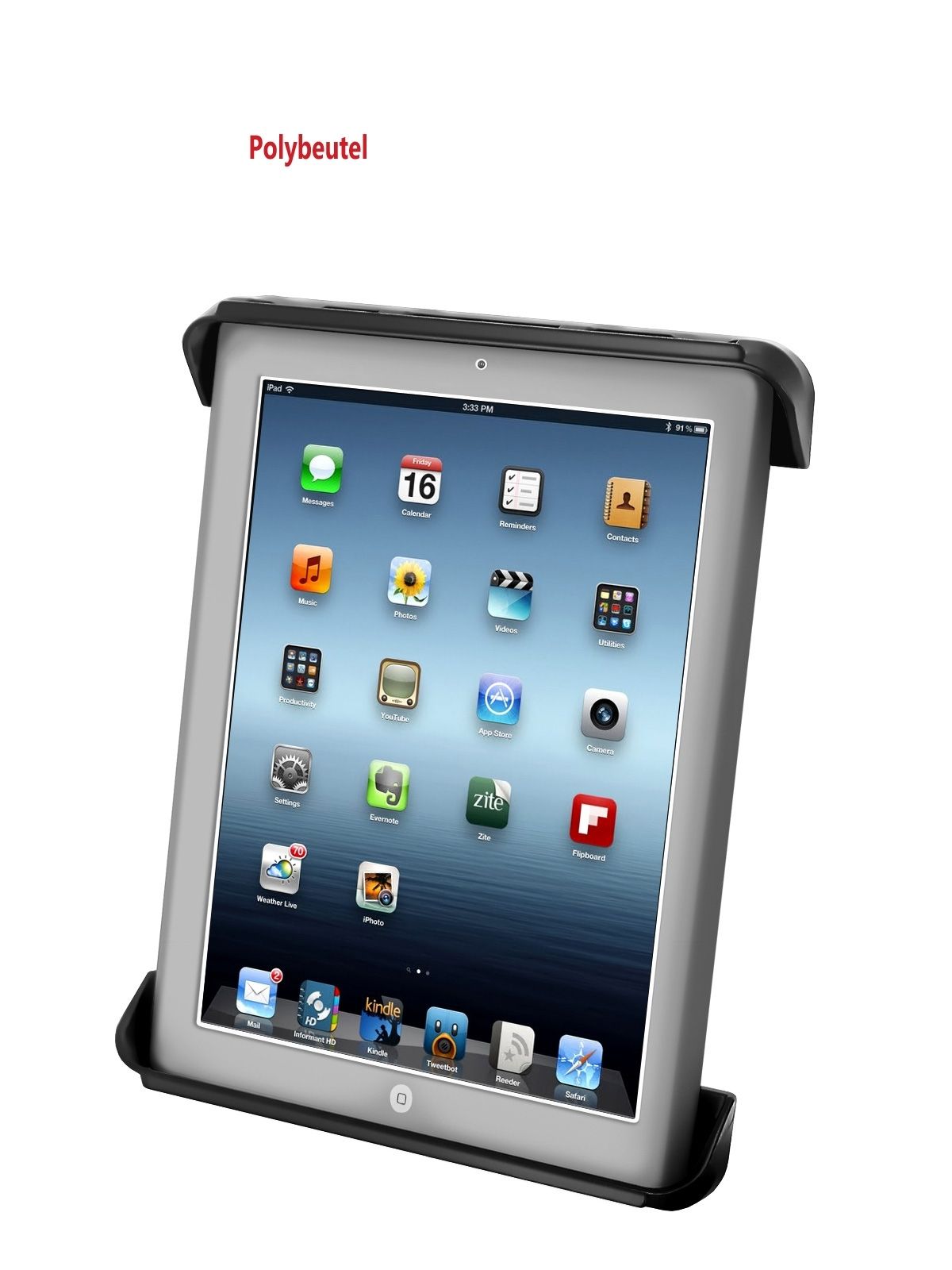 RAM Mounts Tab-Tite Universal Halteschale für bis zu 11 Zoll Tablets (inkl. Apple iPad 1-4) - AMPS-Aufnahme - Schrauben-Set – Produktansicht