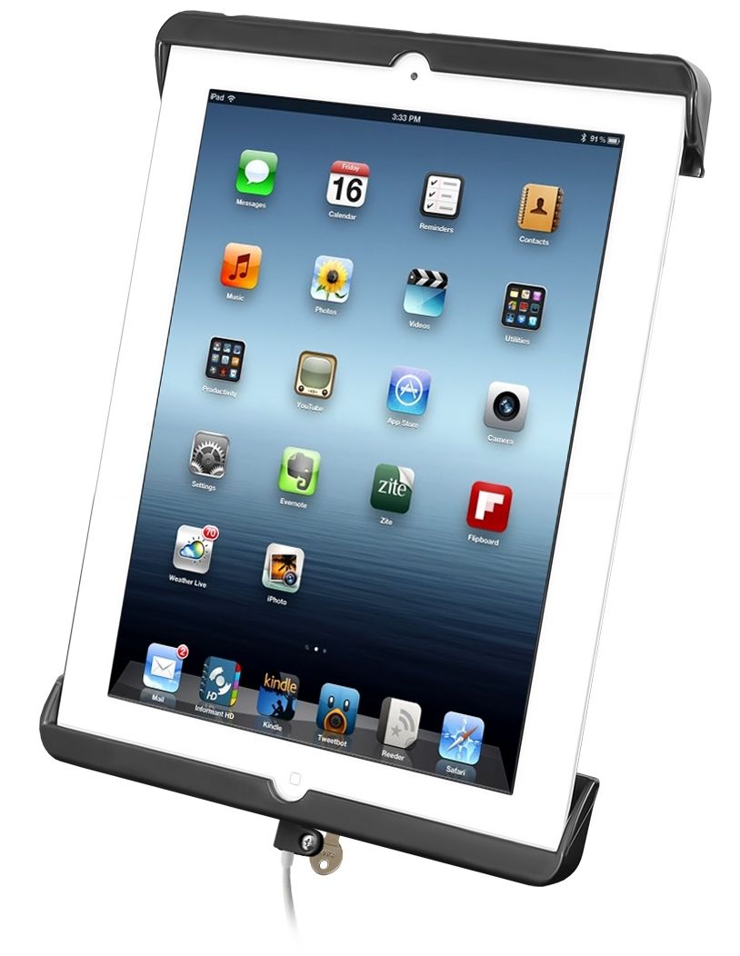 RAM Mounts Tab-Lock (abschließbar) Universal Halteschale für Apple iPad 4 mit Lightning-Connector (ohne Schutzhülle) - AMPS-Aufnahme, Schrauben-Set – Produktansicht