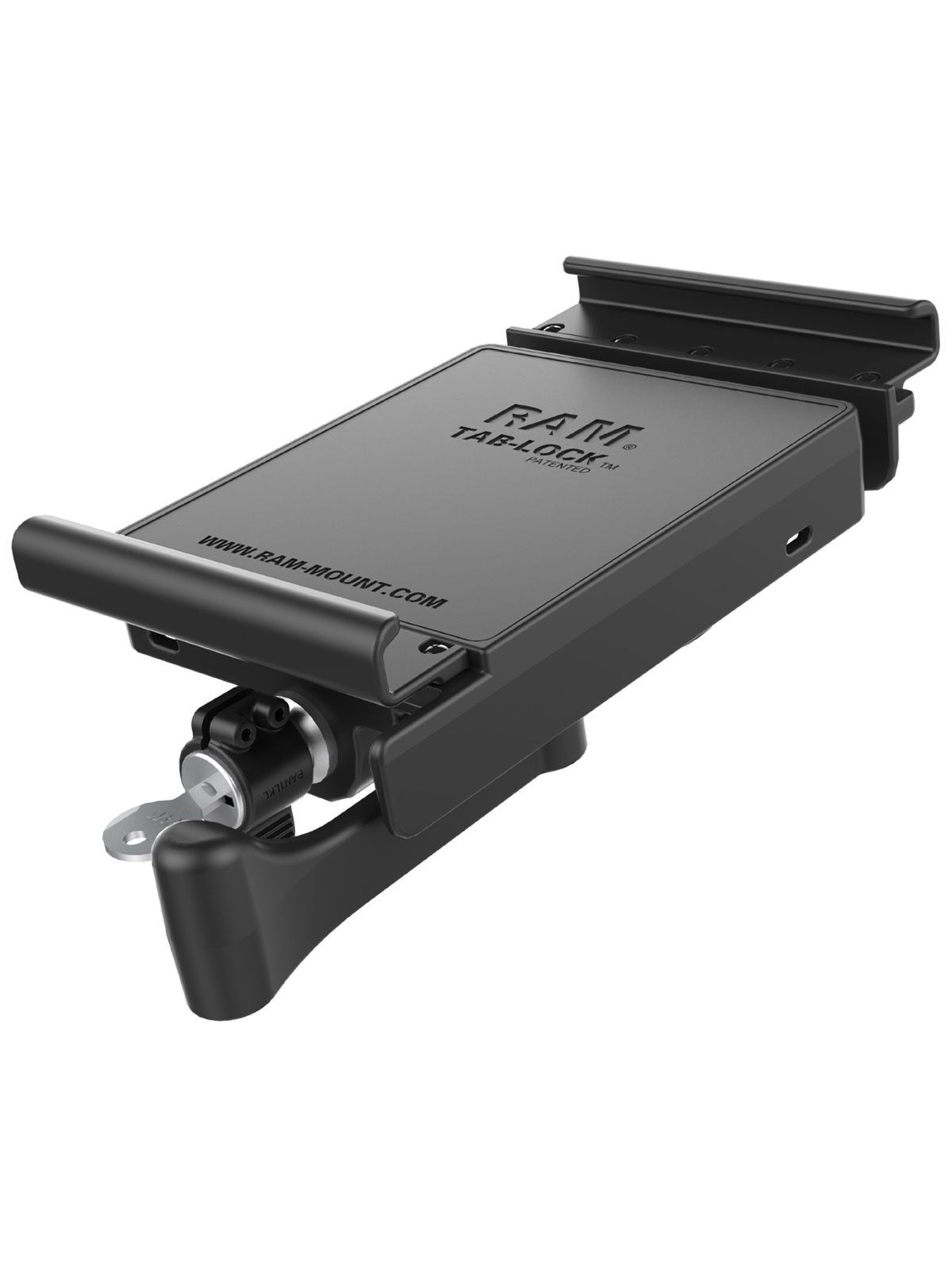 RAM Mounts Tab-Lock (Schlüsselverriegelung) Universal Halteschale für GDS-Tastatur - AMPS-Aufnahme - Schrauben-Set – Produktansicht