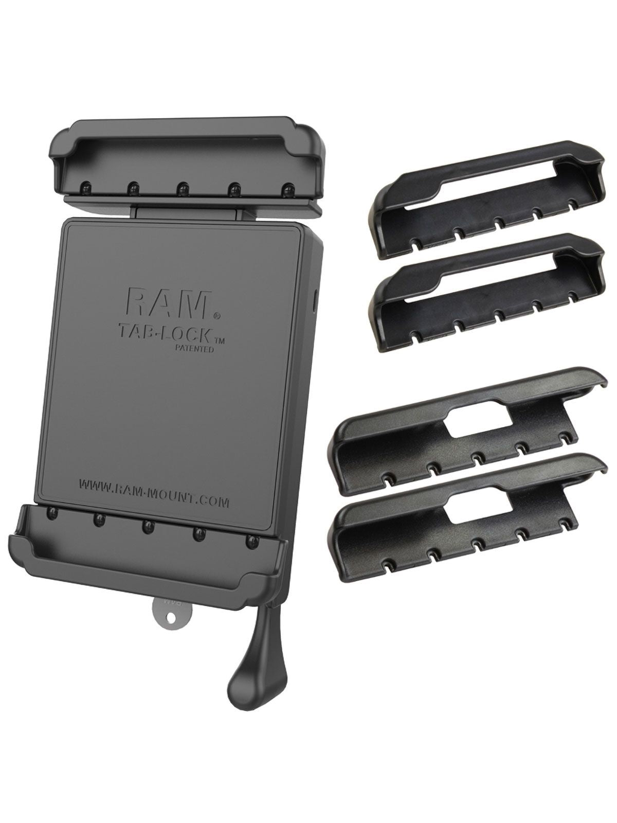 RAM Mounts Tab-Lock (Schlüsselverriegelung) Universal Halteschale für 7-8 Zoll Tablets - (verschiedene Endkappen-3er-Set) - AMPS - Schrauben-Set – Produktansicht