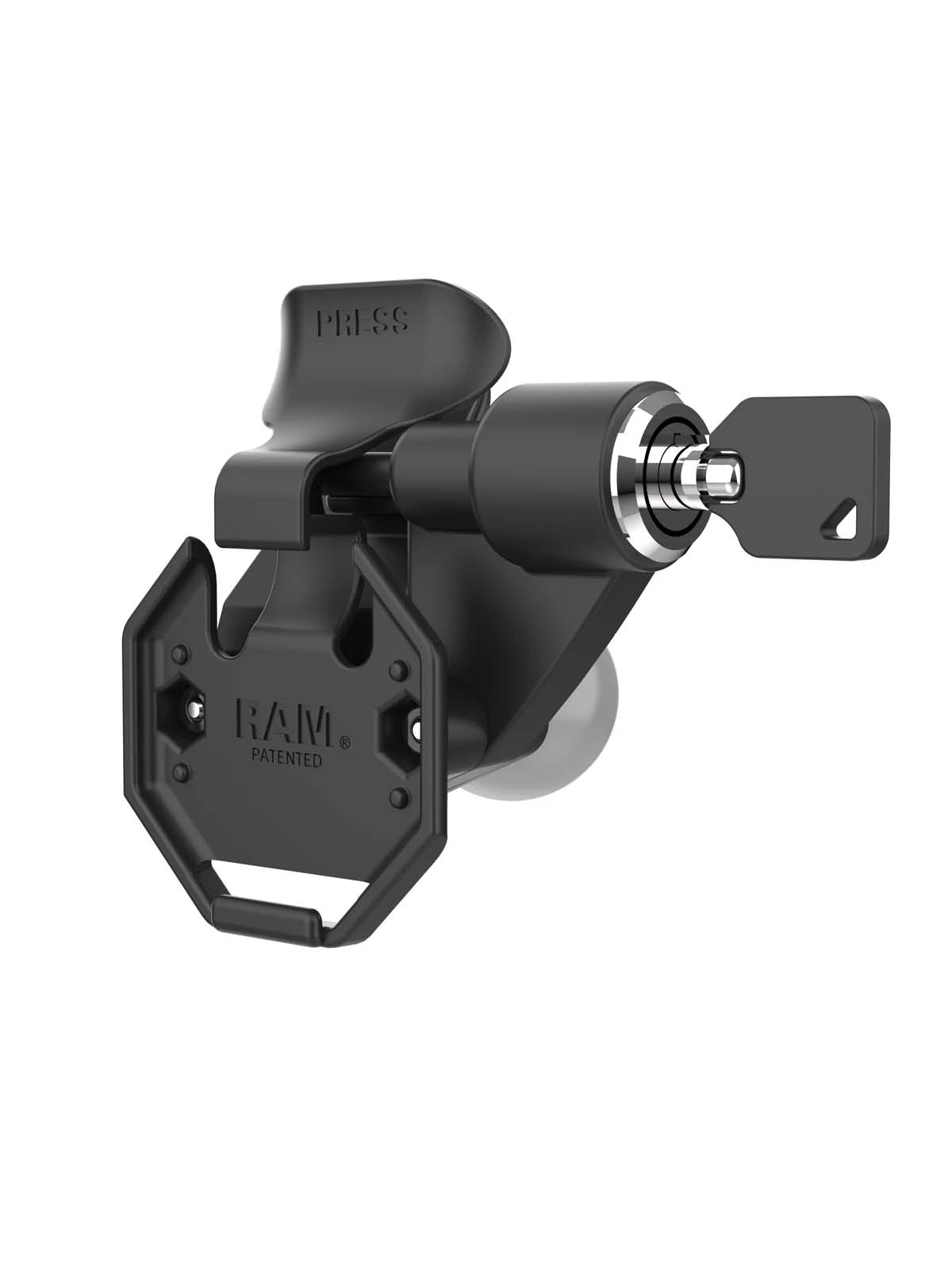 RAM Mounts Halterung mit Schlüsselverriegelung (Rechts) für Tablets mit GDS Uni-Conn Adapter - Schrauben-Set – Produktansicht