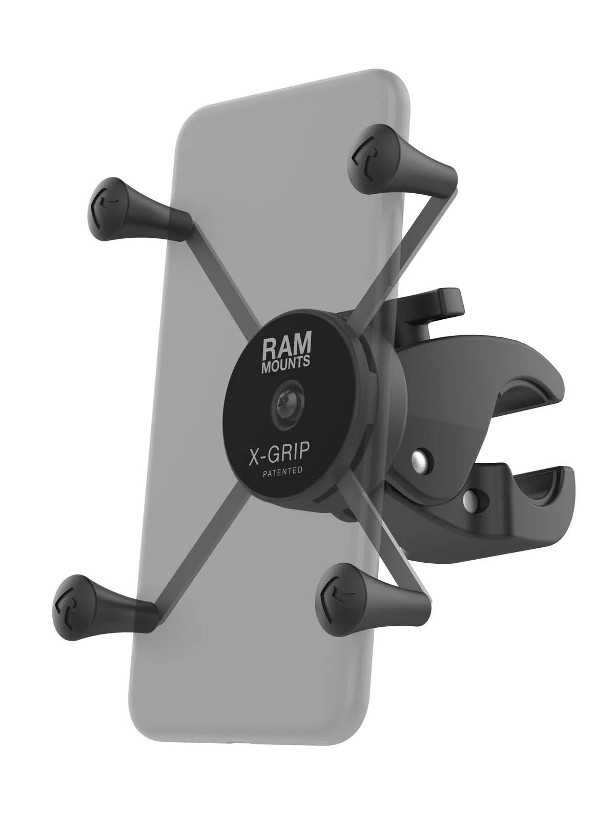 RAM Mounts X-Grip Low Profile Klemm-Halterung für Smartphones - Bis 114,3 mm Breite - Tough-Claw Groß (Durchmesser 25,4 mm bis 40,64 mm) - Direktanbindung – Produktansicht
