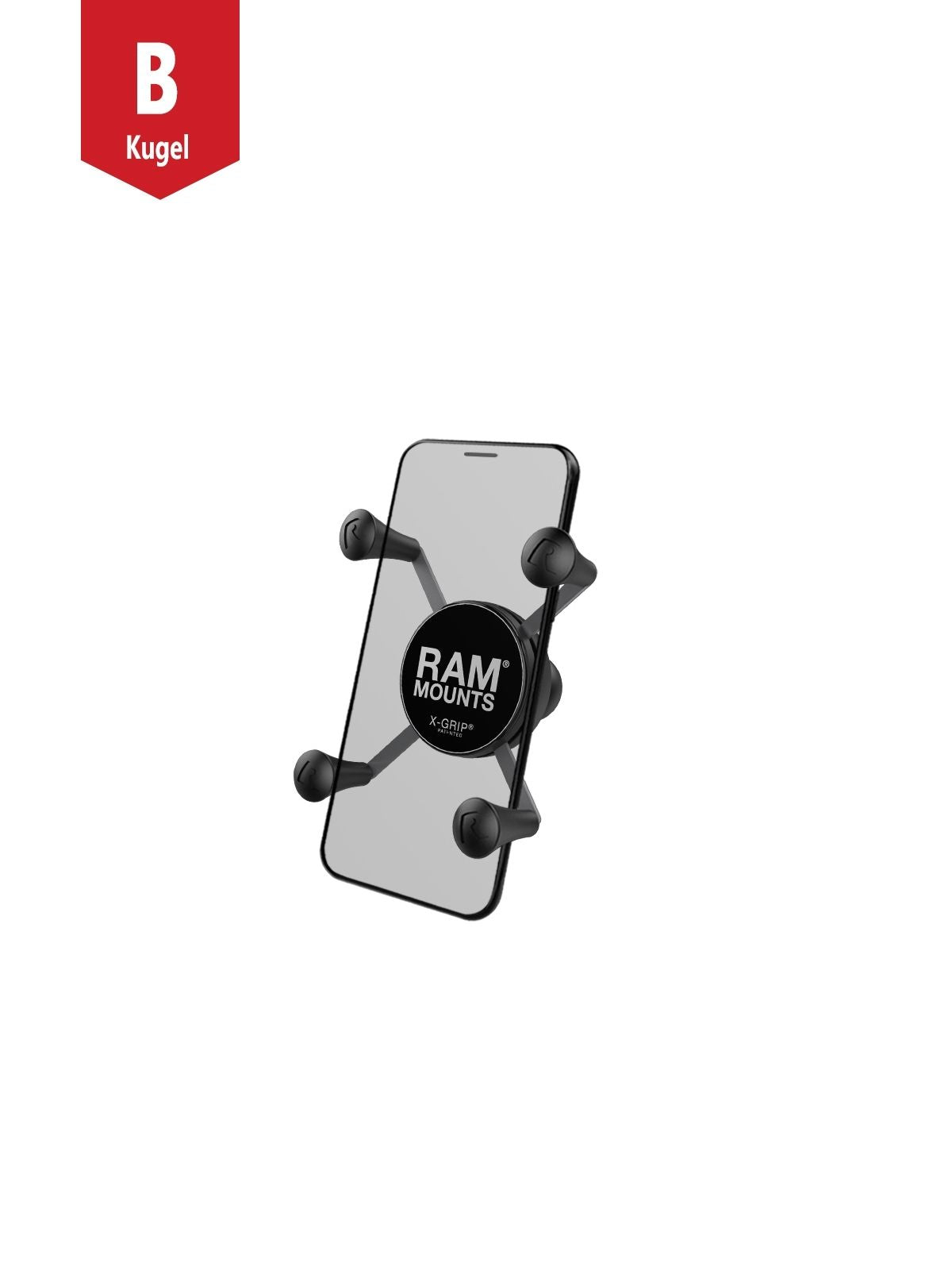 RAM Mounts X-Grip Halteklammer für Smartphones - Bis 82,55 mm Breite - Mit B-Kugel (1 Zoll) – Produktansicht