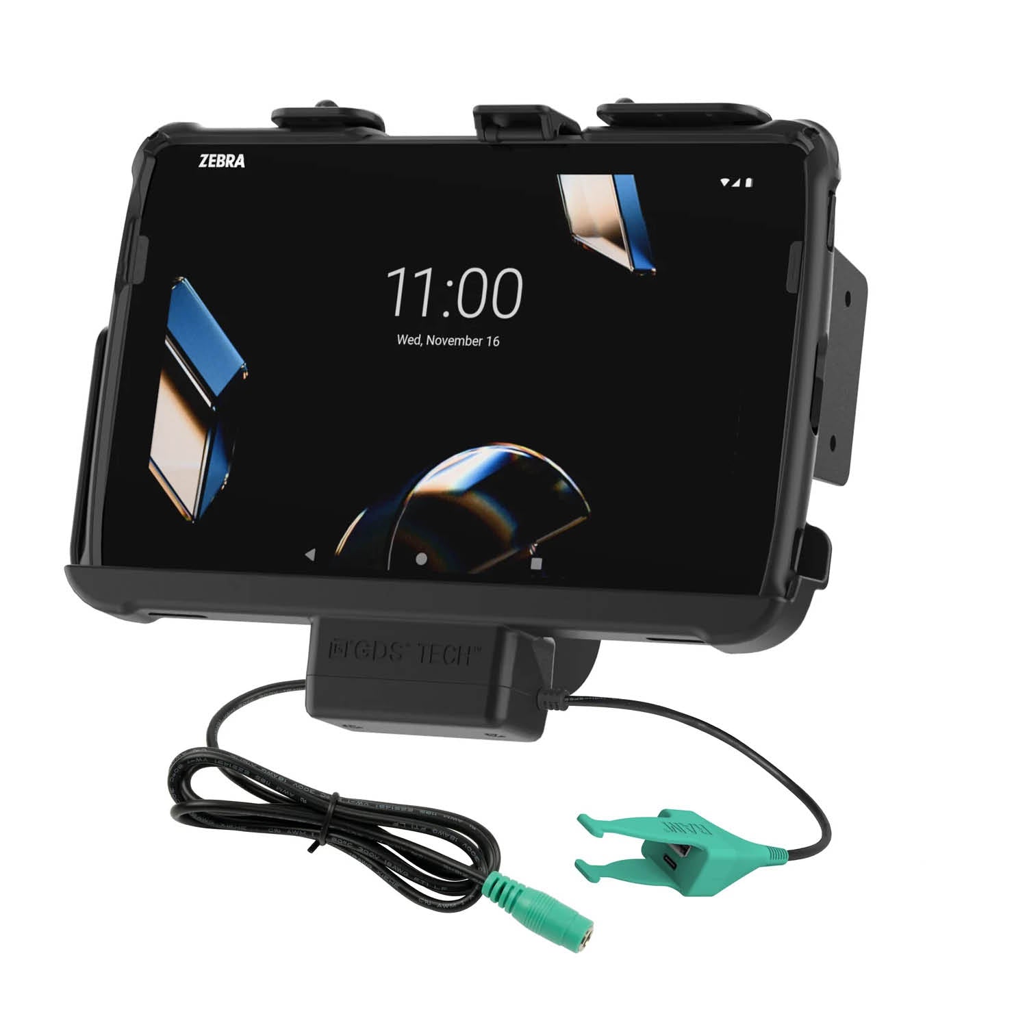 RAM Mounts EZ-Roll'r Halteschale für Zebra ET401, ET40 & ET45 (10 Zoll) Tablets - In RAM Skin/Rugged Boot - 5.5mm DC & USB-A/USB-C-Anschluss – Produktansicht