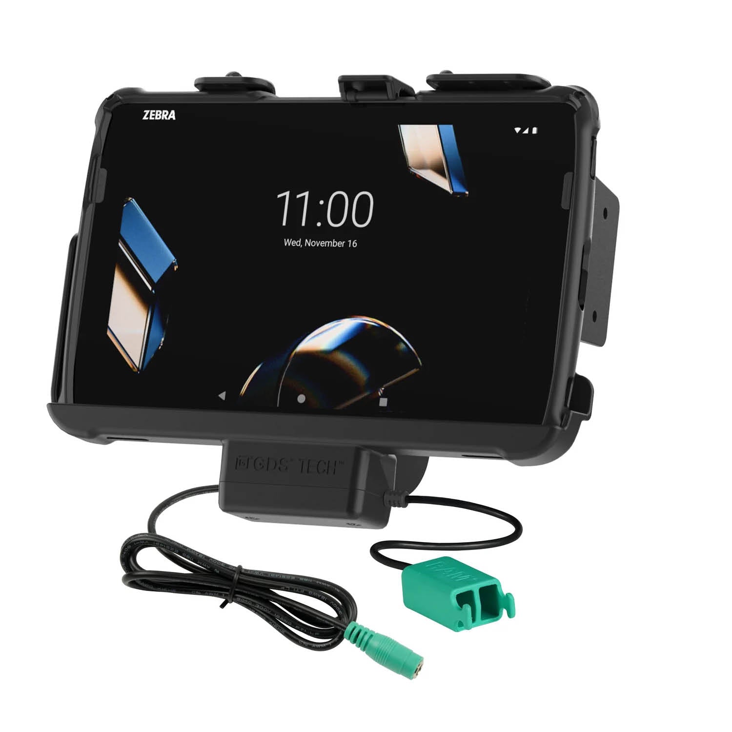 RAM Mounts EZ-Roll'r Halteschale für Zebra ET401, ET40 & ET45 (10 Zoll) Tablets - In RAM Skin/Rugged Boot - 5.5mm DC & Dual USB-A-Anschluss – Produktansicht