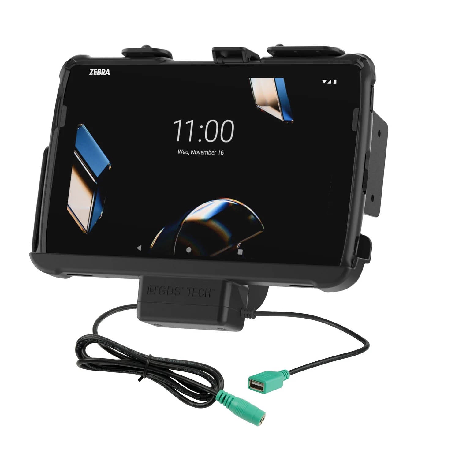 RAM Mounts EZ-Roll'r Halteschale für Zebra ET401, ET40 & ET45 (10 Zoll) Tablets - In RAM Skin/Rugged Boot - 5.5mm & USB-A-Anschluss – Produktansicht
