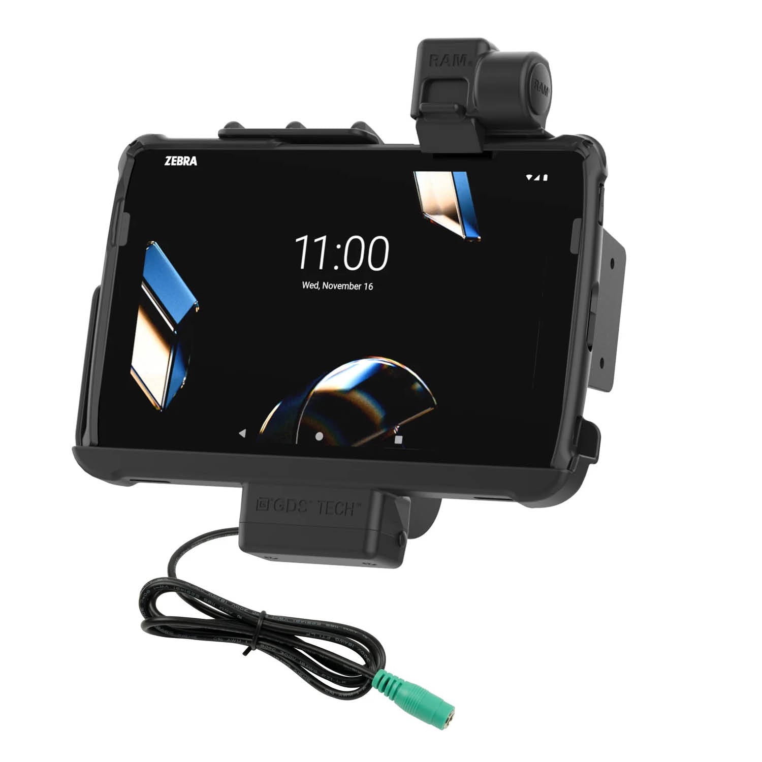 RAM Mounts Form-Fit Halteschale (Schnappverschluss) für Zebra ET401, ET40 & ET45 (10 Zoll) Tablets - In RAM Skin/Rugged Boot - 5.5mm DC-Anschluss – Produktansicht