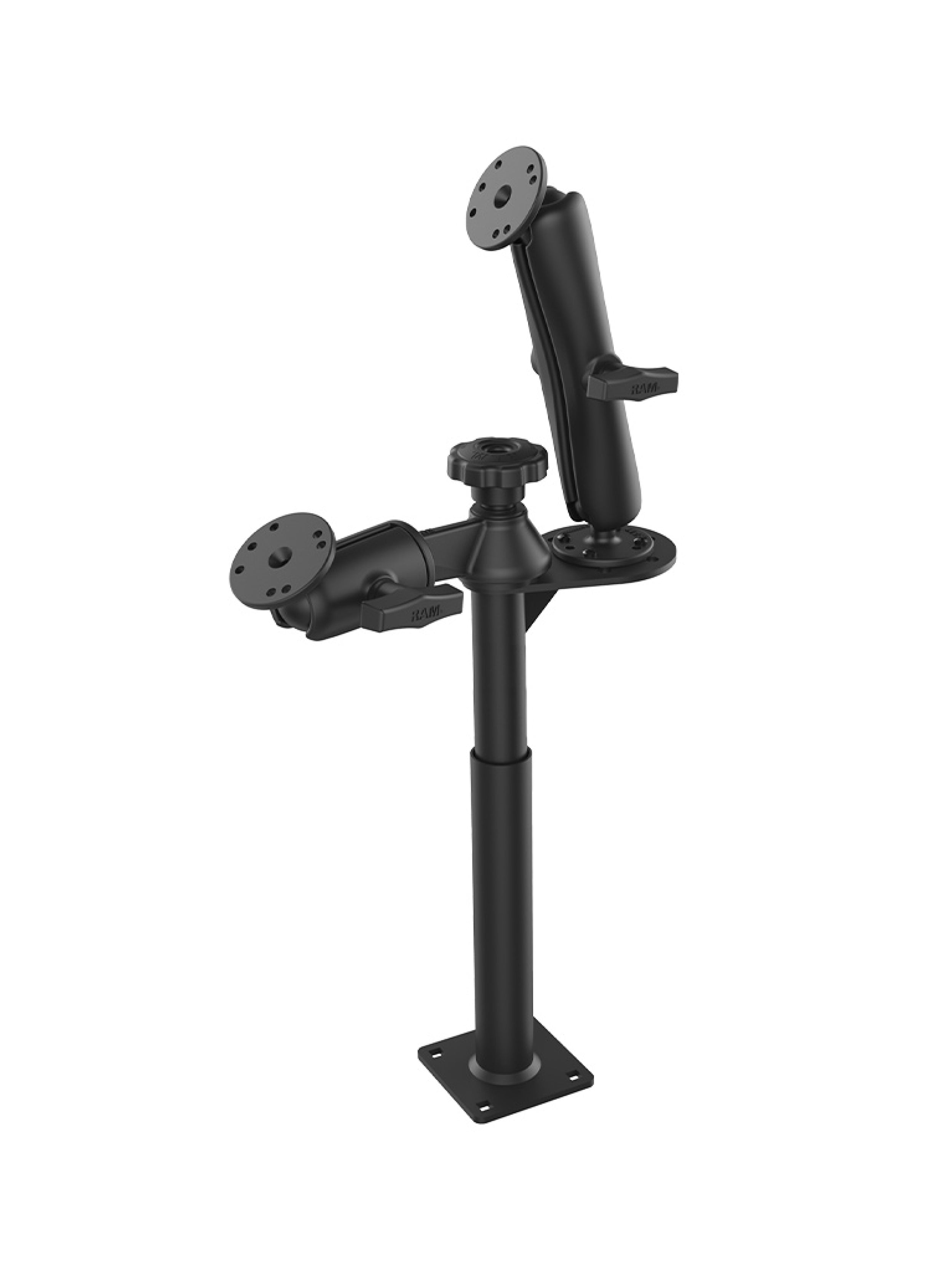 RAM Mounts Tele-Pole Standfuss (9 Zoll) mit Schwenkarm - C-Kugel (1,5 Zoll), runde Basisplatten, AMPS-Anbindung – Produktansicht