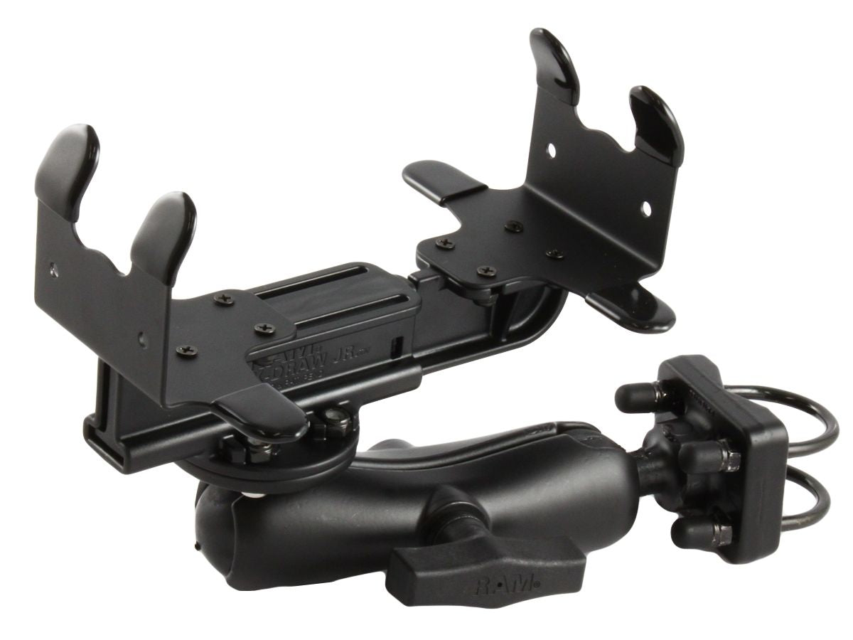 RAM Mounts Quick-Draw Jr. Druckerhalterung mit Montageset für kleine Drucker - Doppel-Klemmschelle - Mittlerer Verbindungsarm - Runde Basisplatte (C-Kugel - 1,5 Zoll) – Produktansicht