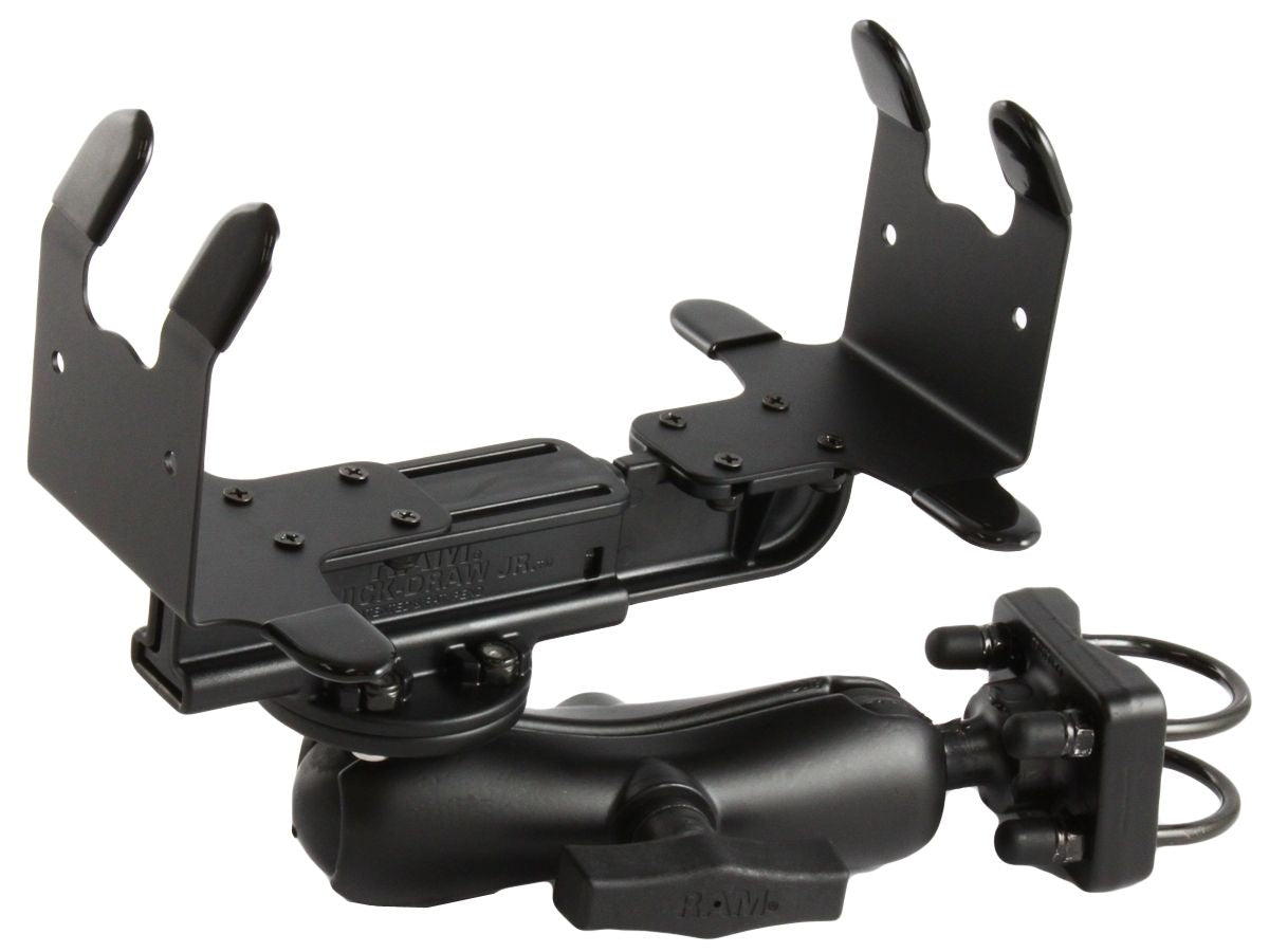 RAM Mounts Quick-Draw Jr. Universal Druckerhalterung mit Montageset - Doppel-Klemmschelle - Mittlerer Verbindungsarm - Runde Basisplatte (C-Kugel - 1,5 Zoll) – Produktansicht