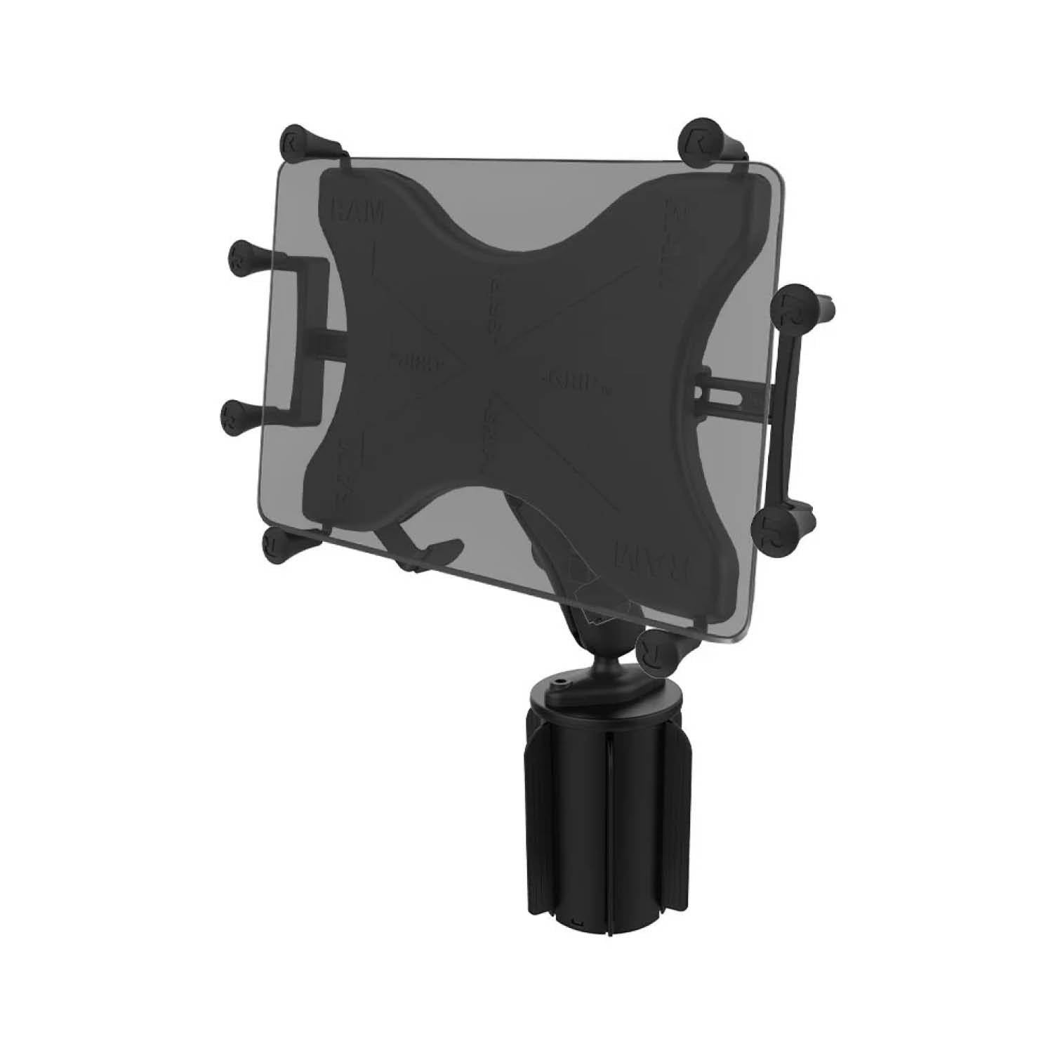 RAM Mounts X-Grip Fahrzeug-Halterung für 9-11 Zoll Tablets (Verbundstoff) - Mittlerer Verbindungsarm - Getränkehalter Basis (Durchmesser 65,27 mm bis 88,9 mm) - B-Kugel (1 Zoll) – Produktansicht