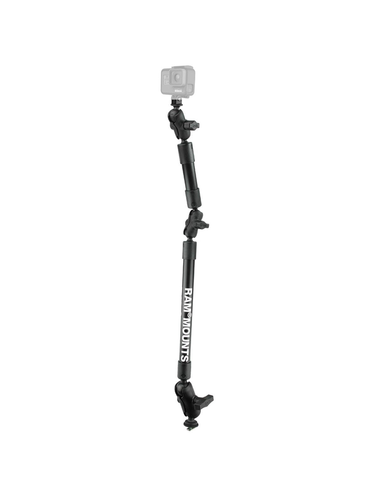 RAM Mounts GoPro-Set für Tough-Track Schienen - Set mit T-Slot, 12 Zoll Kunststoff-Stab, 4 Zoll Kunststoff-Stab, GoPro-Adapter, C-Kugel (1,5 Zoll) – Produktansicht