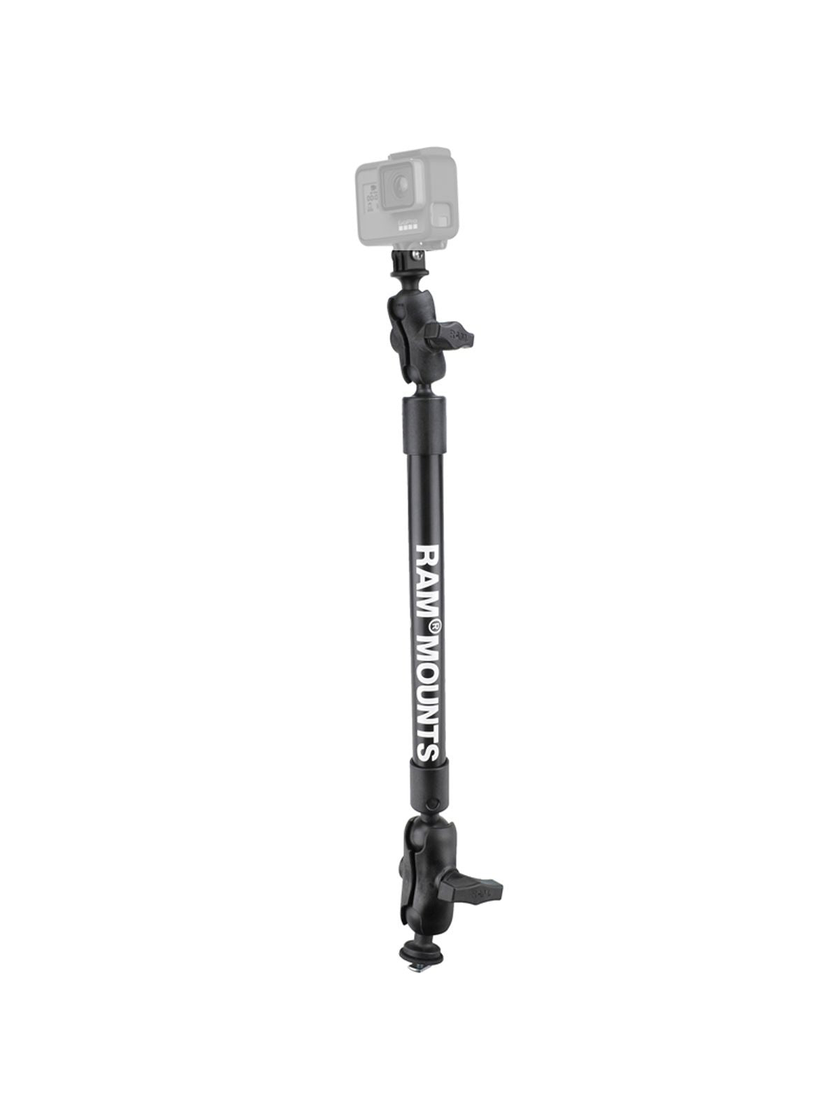 RAM Mounts GoPro-Set für Tough-Track Schienen - Set mit T-Slot, 12 Zoll Kunststoff-Stab, 2 kurze Verbindungsarme, GoPro-Adapter, C-Kugel (1,5 Zoll) – Produktansicht