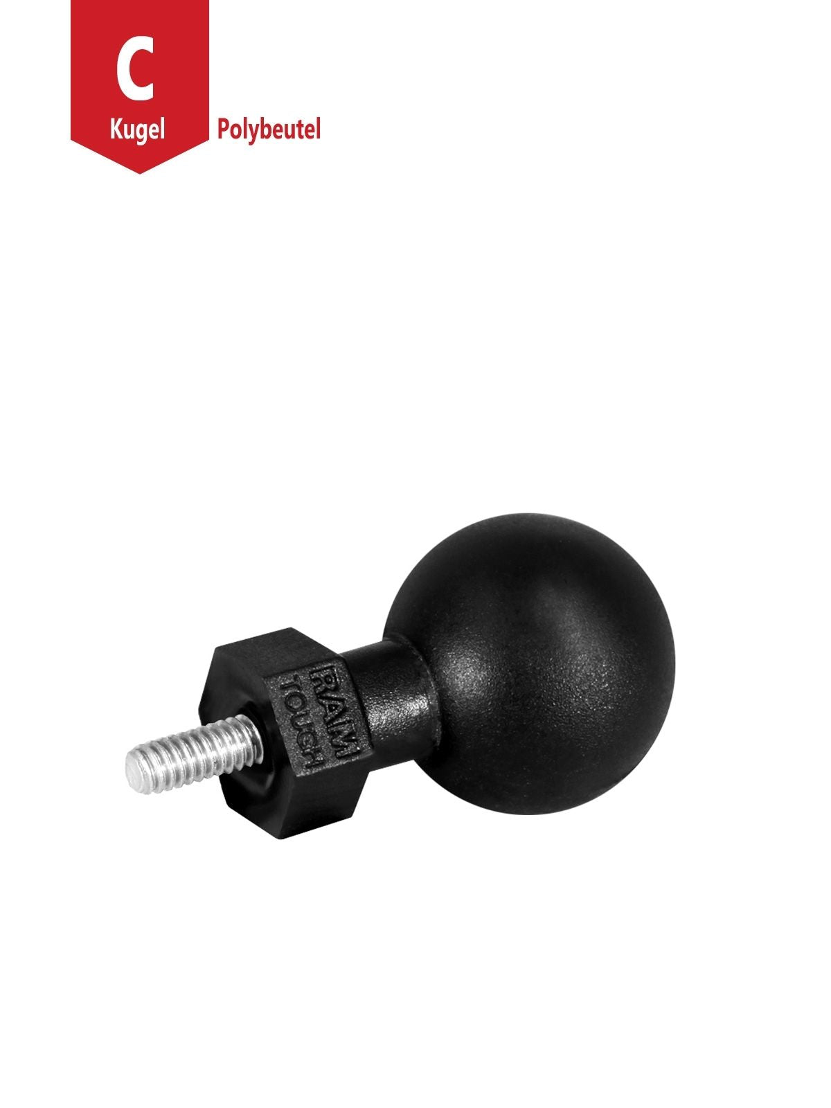 RAM Mounts Tough-Ball mit M8-1,25 x 10 mm Gewindestift - C-Kugel (1,5 Zoll), im Polybeutel – Produktansicht