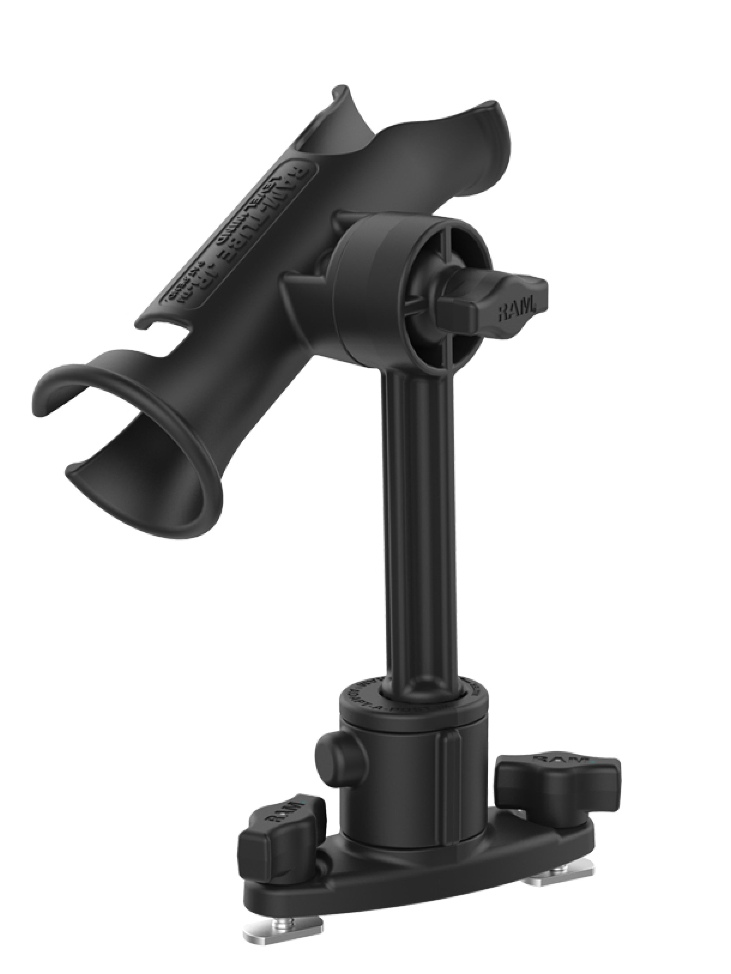 RAM Mounts Tube Jr. Angelruten-Halterung mit Adapt-A-Post Dual T-Slot für Track-Systeme - Verbundstoff, Spline-Post ca. 150 mm, Ratchet-System – Produktansicht